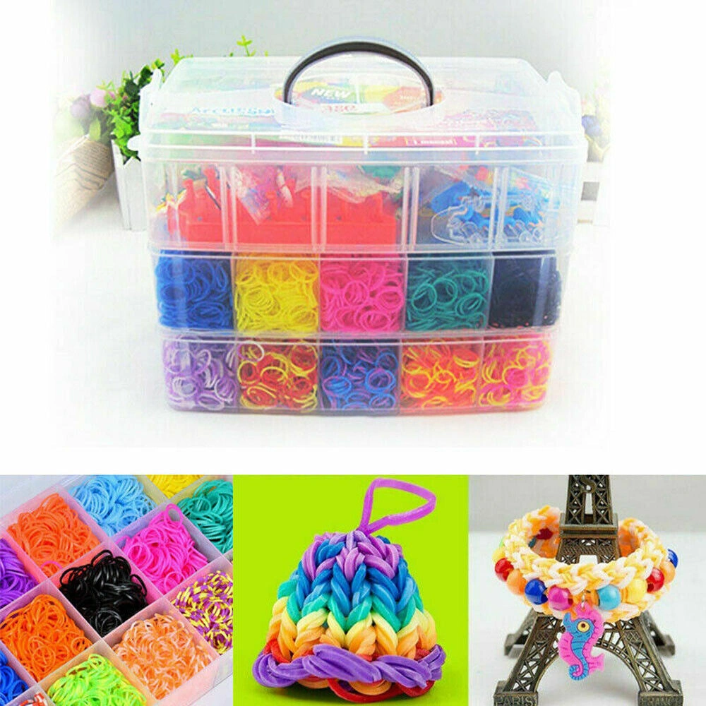 15000PCS Loom Bands Kit with Storage Box, Rainbow Rubber Bands for Kids Bracelet Maker Crafts view 2