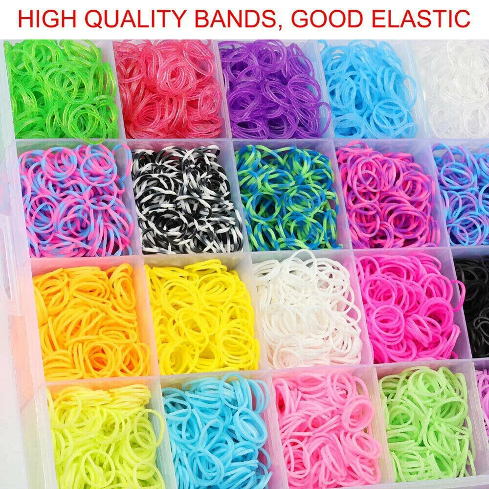 15000PCS Loom Bands Kit with Storage Box, Rainbow Rubber Bands for Kids Bracelet Maker Crafts view 3