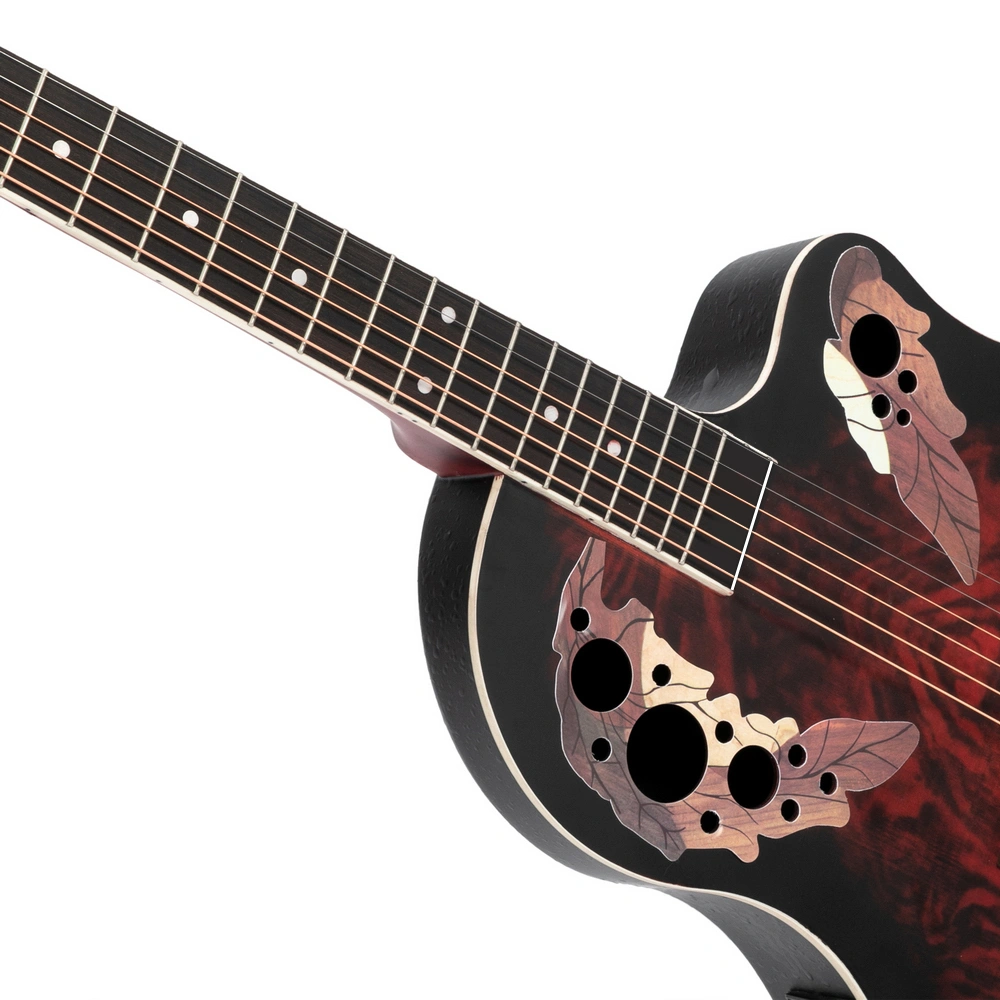41 inch Full-Size Cutaway Acoustic-Electric Guitar Grape Voice Hole Spruce Top Round Back Sunset Red view 10