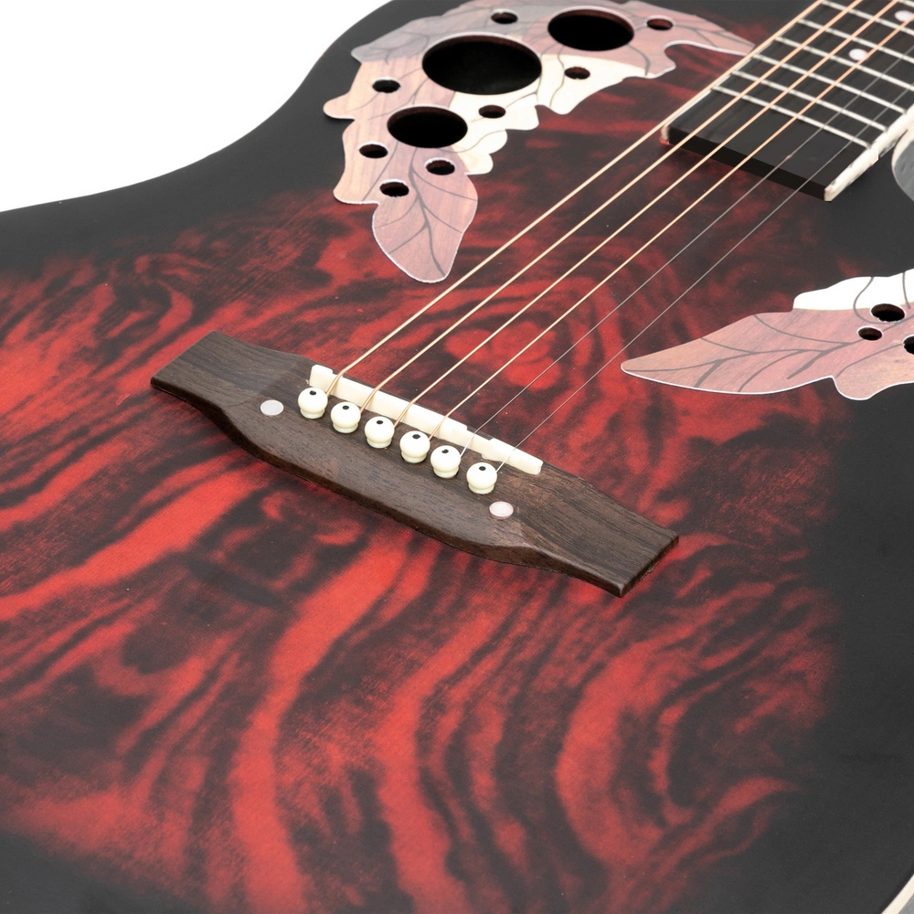 41 inch Full-Size Cutaway Acoustic-Electric Guitar Grape Voice Hole Spruce Top Round Back Sunset Red view 13