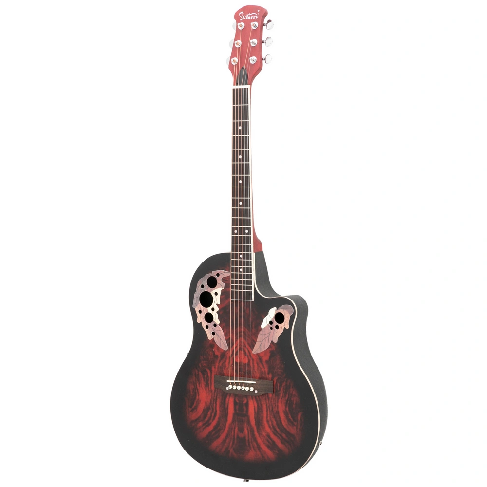 41 inch Full-Size Cutaway Acoustic-Electric Guitar Grape Voice Hole Spruce Top Round Back Sunset Red view 7