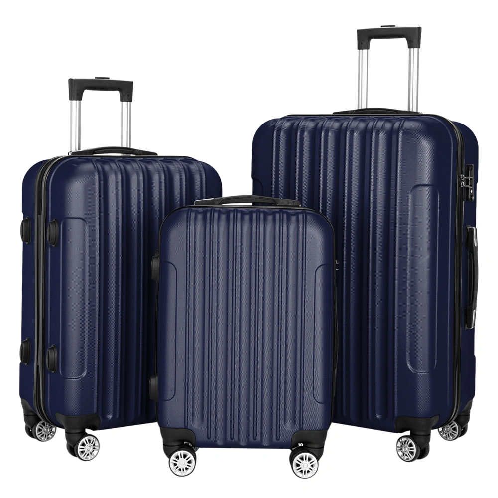 3pcs Lightweight ABS Spinner Suitcase Set, 4-Wheel Carry-On Hand Luggage Trolley Travel Bag view 4