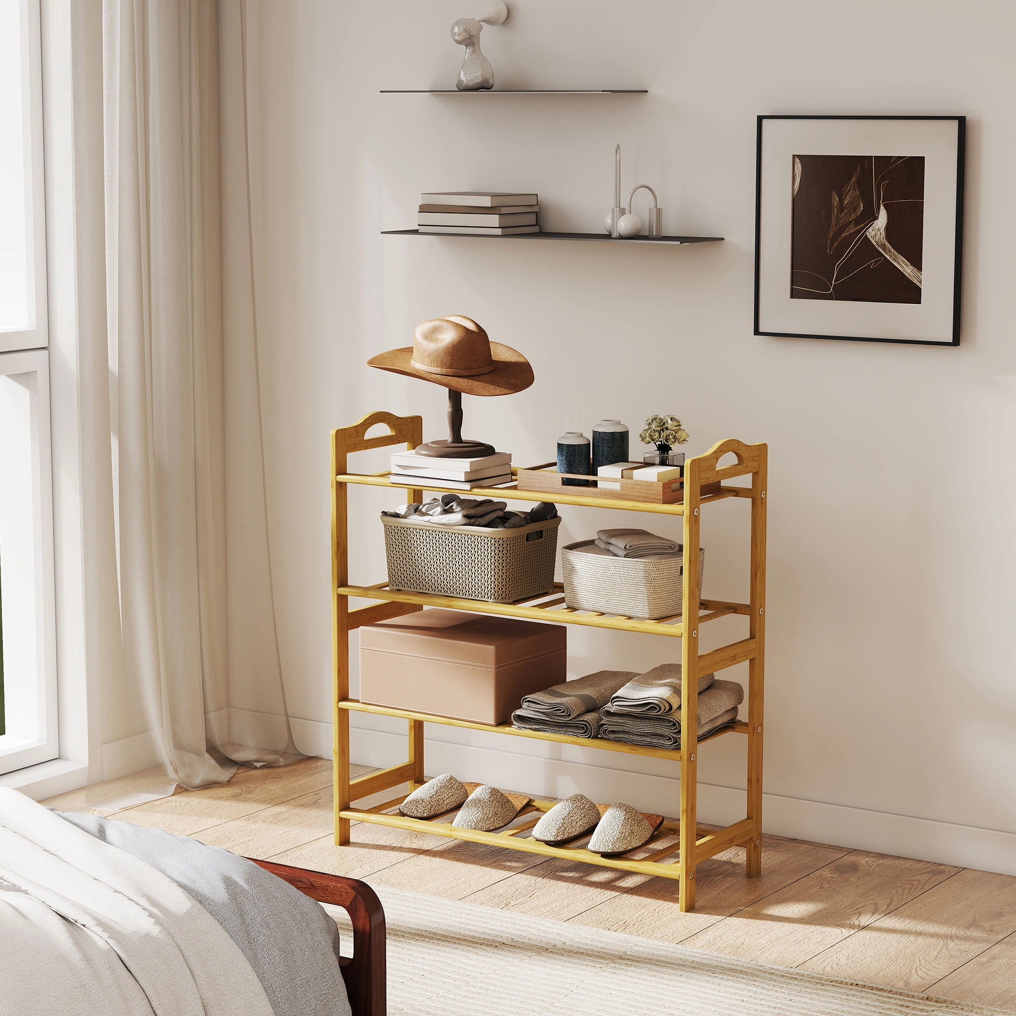 Shoe Storage Cabinet with Doors - Multi-Tier Shoe Rack Organizer, Entryway Shoes Storage Solution view 3