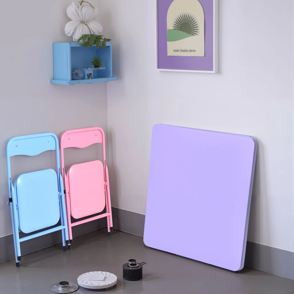 Kids Activity Table and 2 Chairs Set, 3-Piece Folding Play Table Set, Pastel Multicolor (Shipment from Walmart) view 4