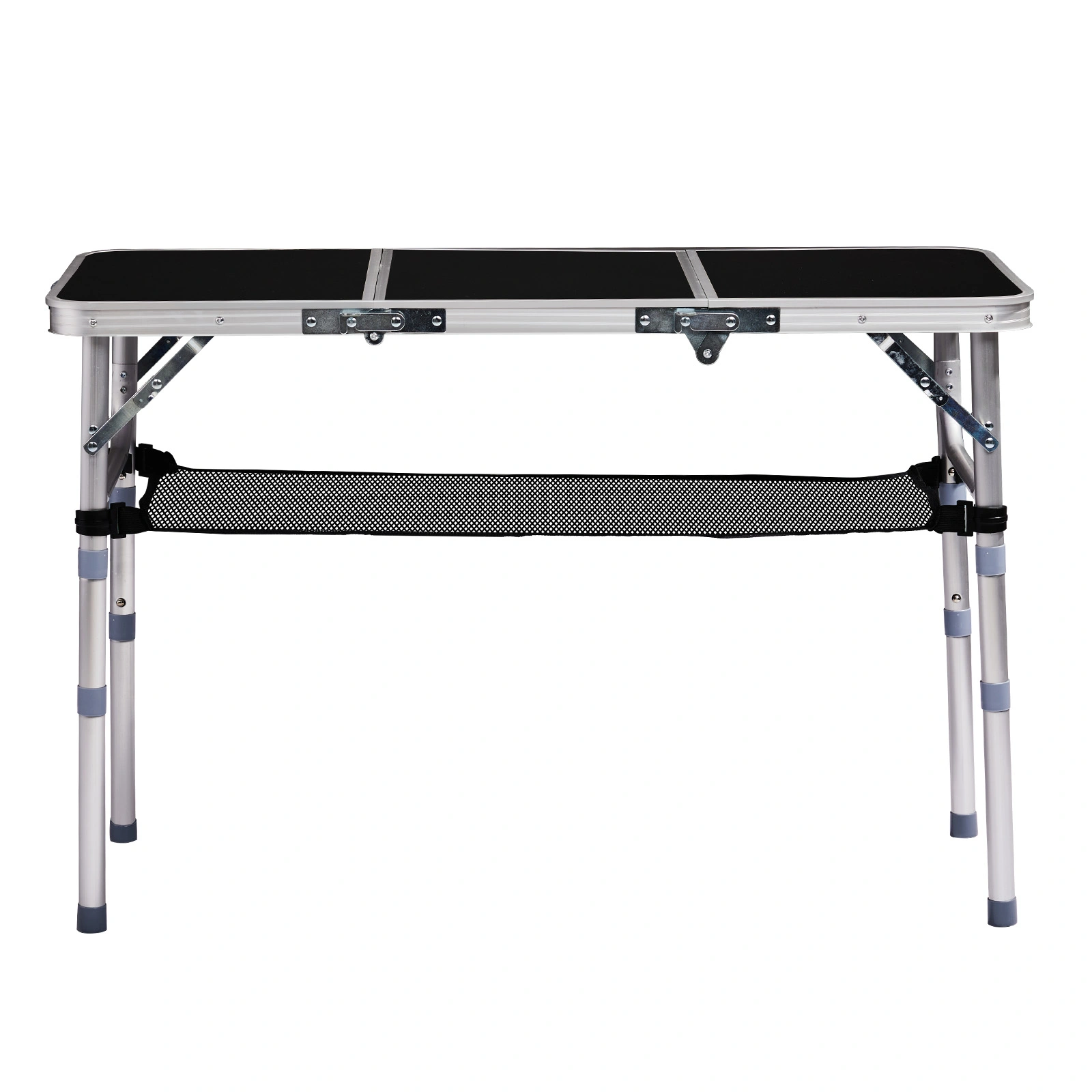 Outdoor Folding Camping Table, 3ft Portable Pinic Table with 3 Adjustable Height, Small Aluminum Foldable Lightweight Patio Side Table with Carry Handle for Outdoor Indoor Hiking Camp BBQ Beach, Black view 2