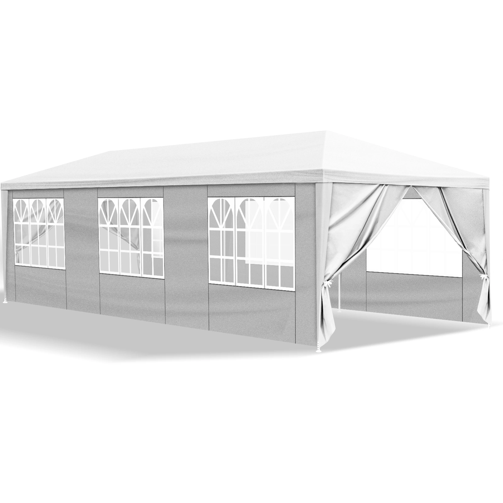 10'x30' White Outdoor Party Tent Gazebo with 8 Removable Sidewalls, Waterproof Canopy for Patio, Wedding, Events, and Garden Use