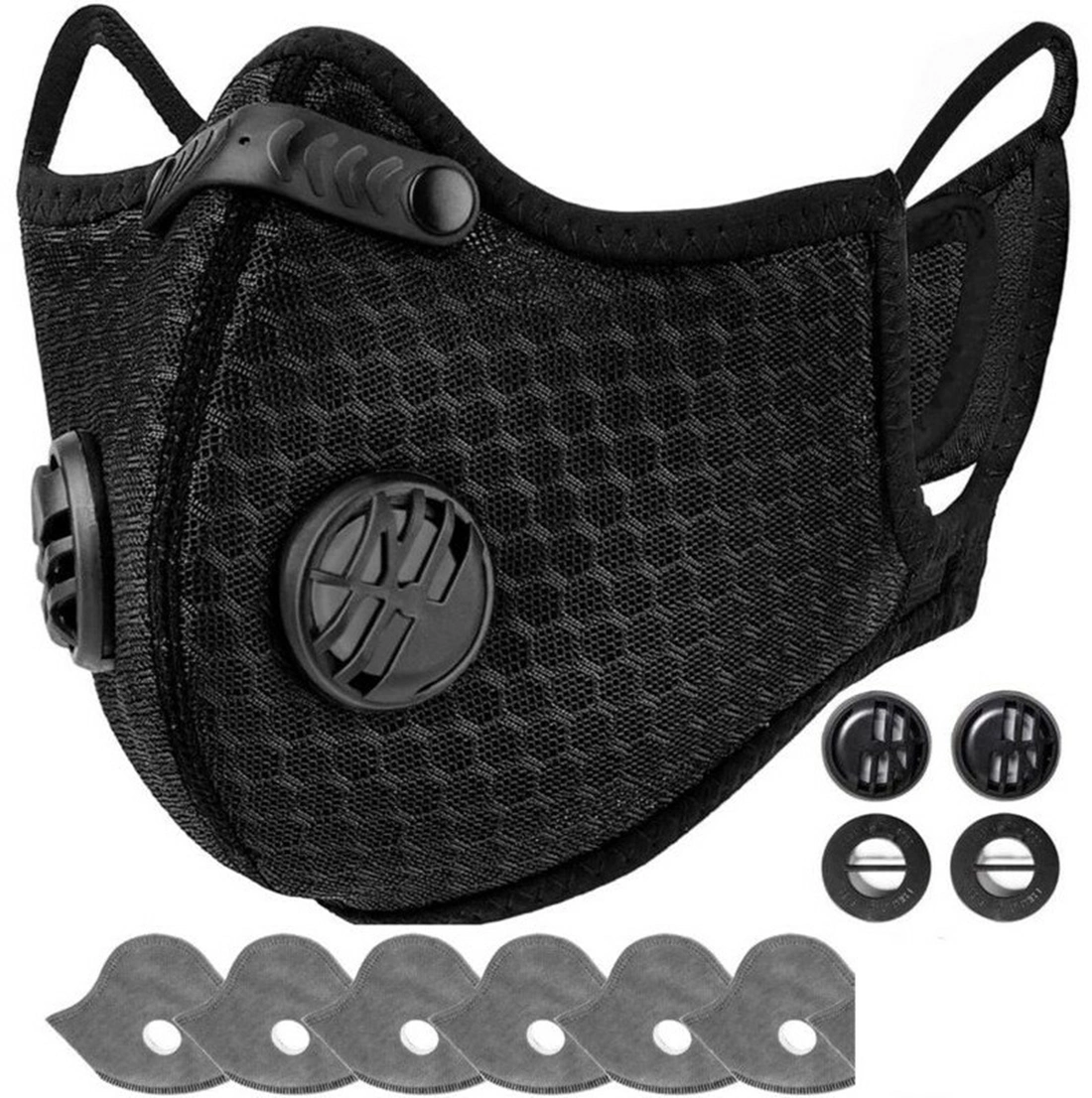 Reusable Half Face Cover Mask w/ Filter Cycling Outdoor Sport Face Mask Black view 7