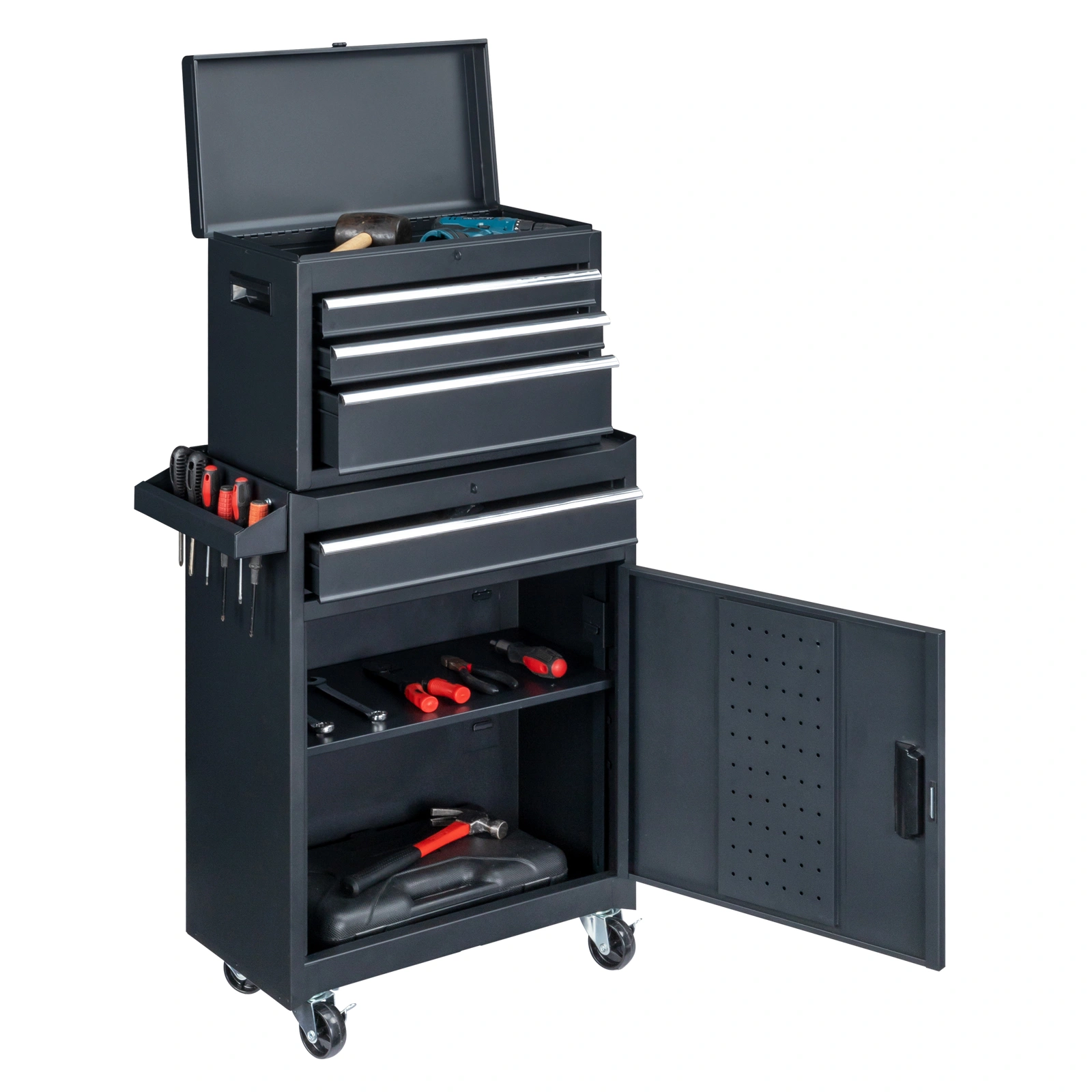 4 Drawstring Cabinet Steel Black Lock 330lb Instrument Cart Storage Room view 12