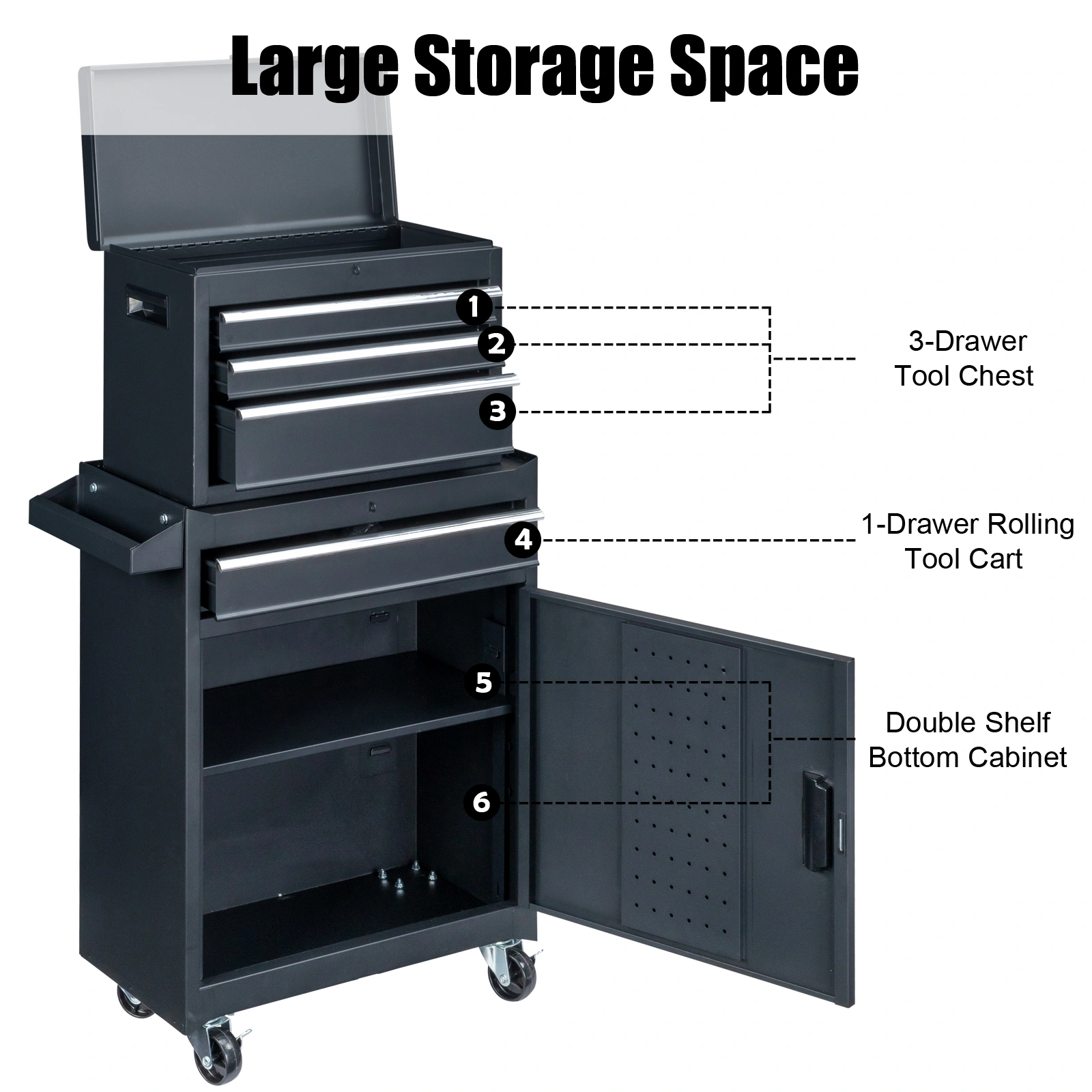 4 Drawstring Cabinet Steel Black Lock 330lb Instrument Cart Storage Room view 3