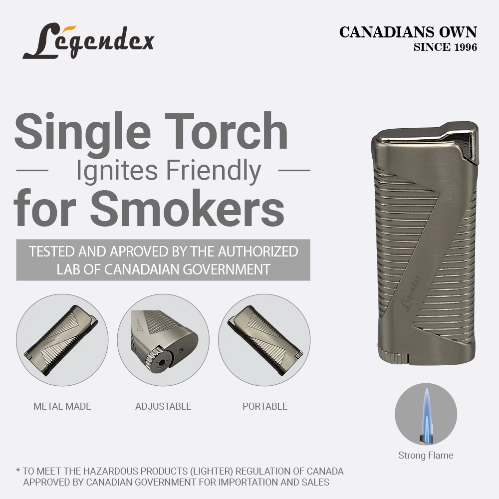 Legendex Pioneer Torch Lighter Silver Refillable Adjustable Flame Cigar Cigarette Kitchen Outdoor view 2
