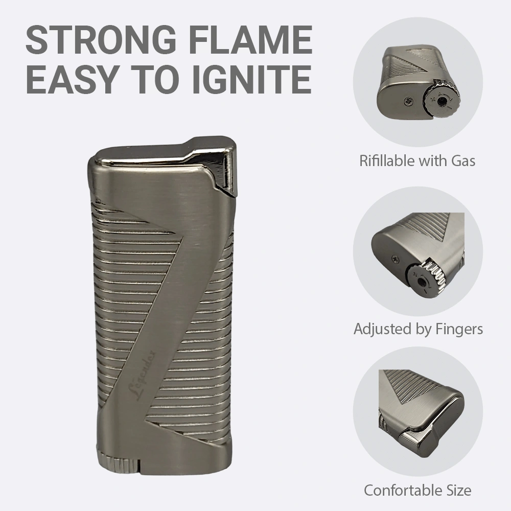 Legendex Pioneer Torch Lighter Silver Refillable Adjustable Flame Cigar Cigarette Kitchen Outdoor view 3