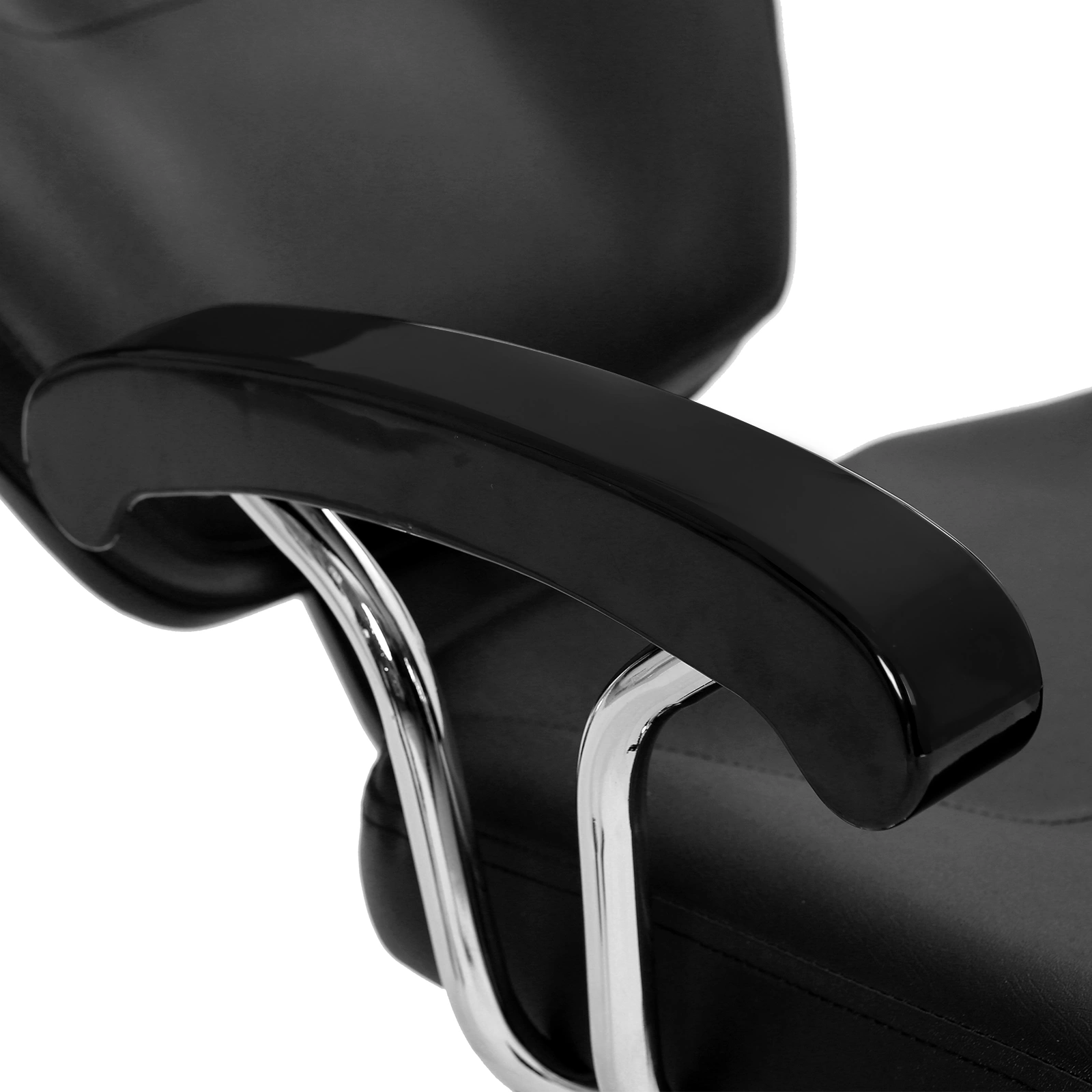 Reclining Barber Chair Black 150kg Capacity PVC Leather Headrest Iron Plated Pedal ABS Armrest 680 Plated Iron Plate Salon view 10