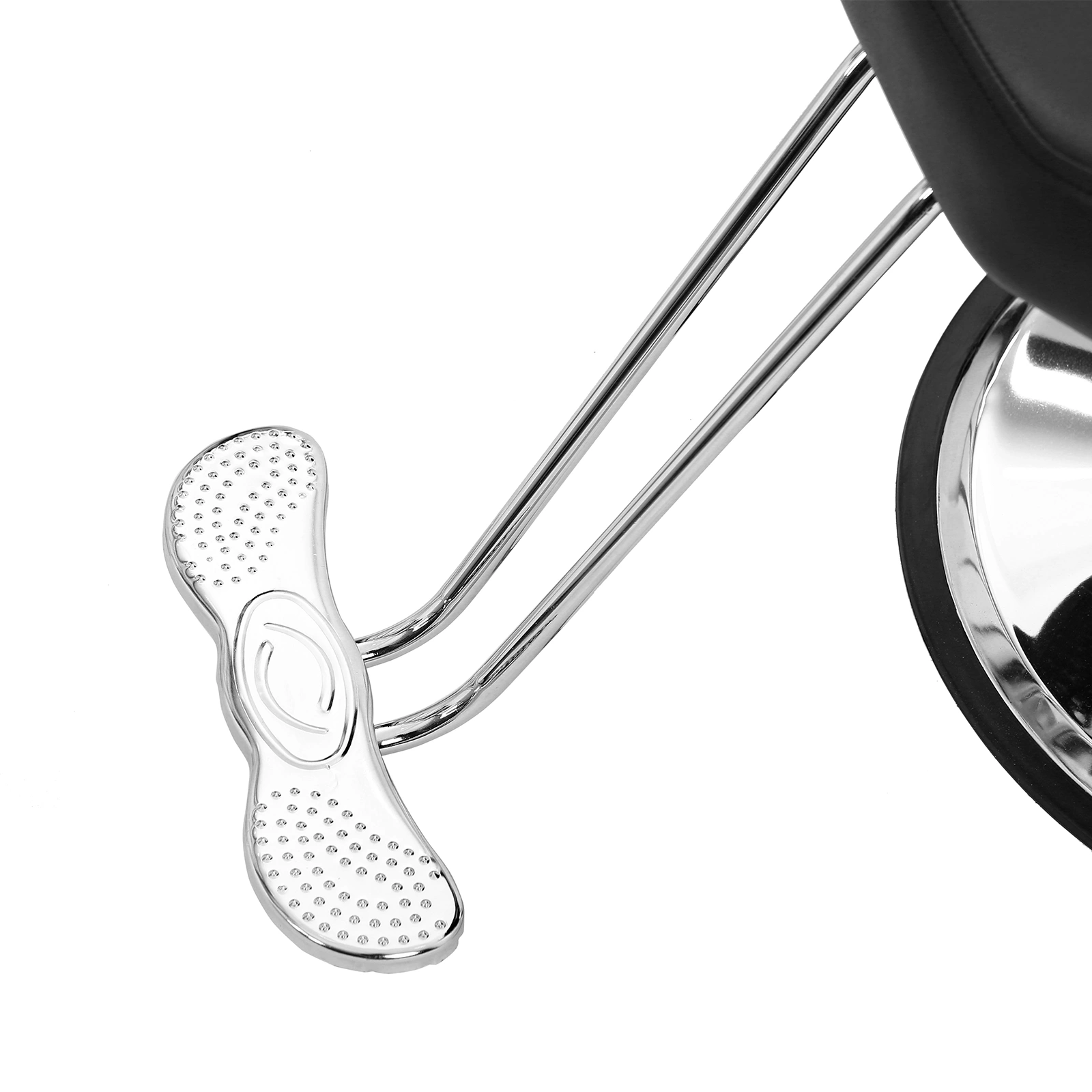 Reclining Barber Chair Black 150kg Capacity PVC Leather Headrest Iron Plated Pedal ABS Armrest 680 Plated Iron Plate Salon view 12