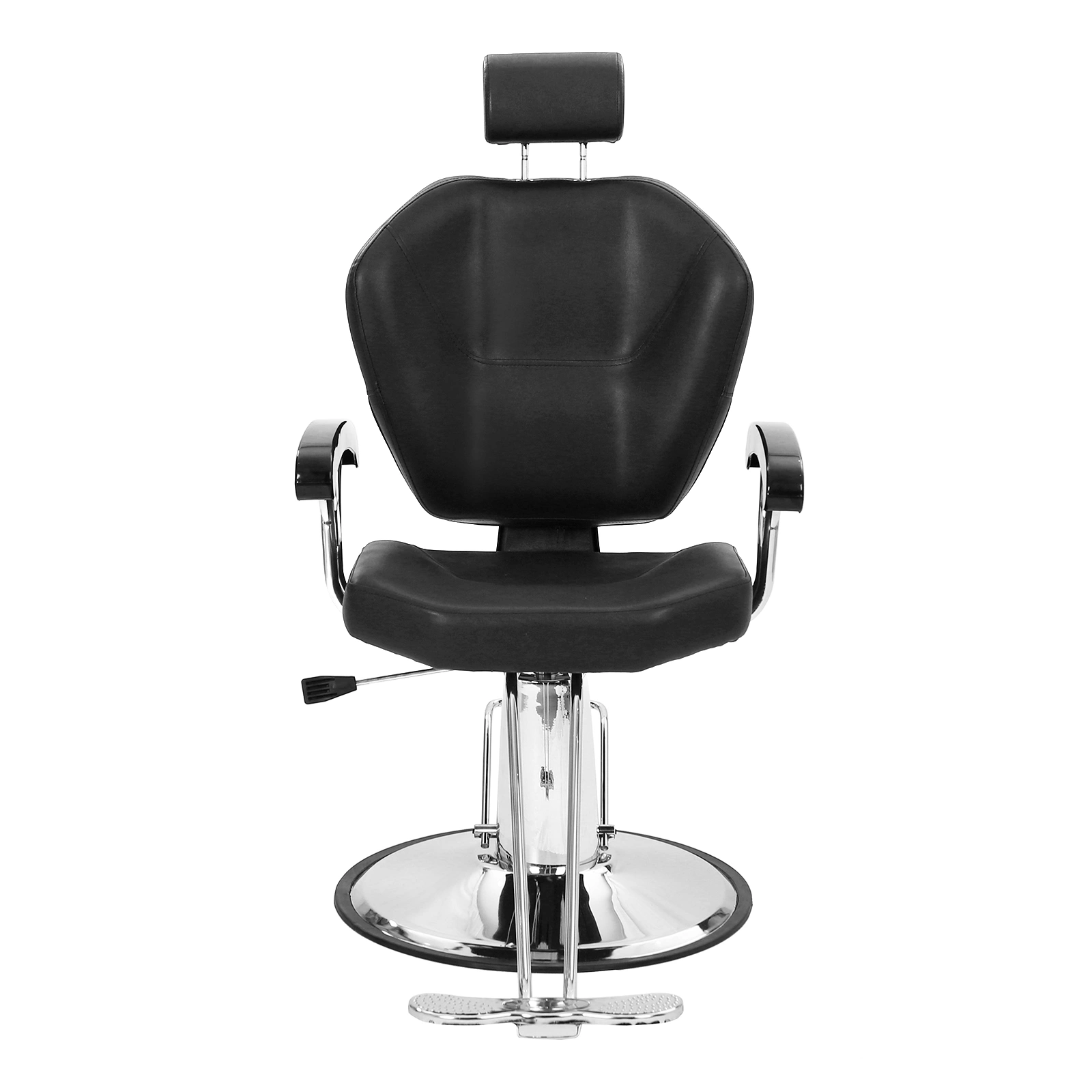 Reclining Barber Chair Black 150kg Capacity PVC Leather Headrest Iron Plated Pedal ABS Armrest 680 Plated Iron Plate Salon view 15