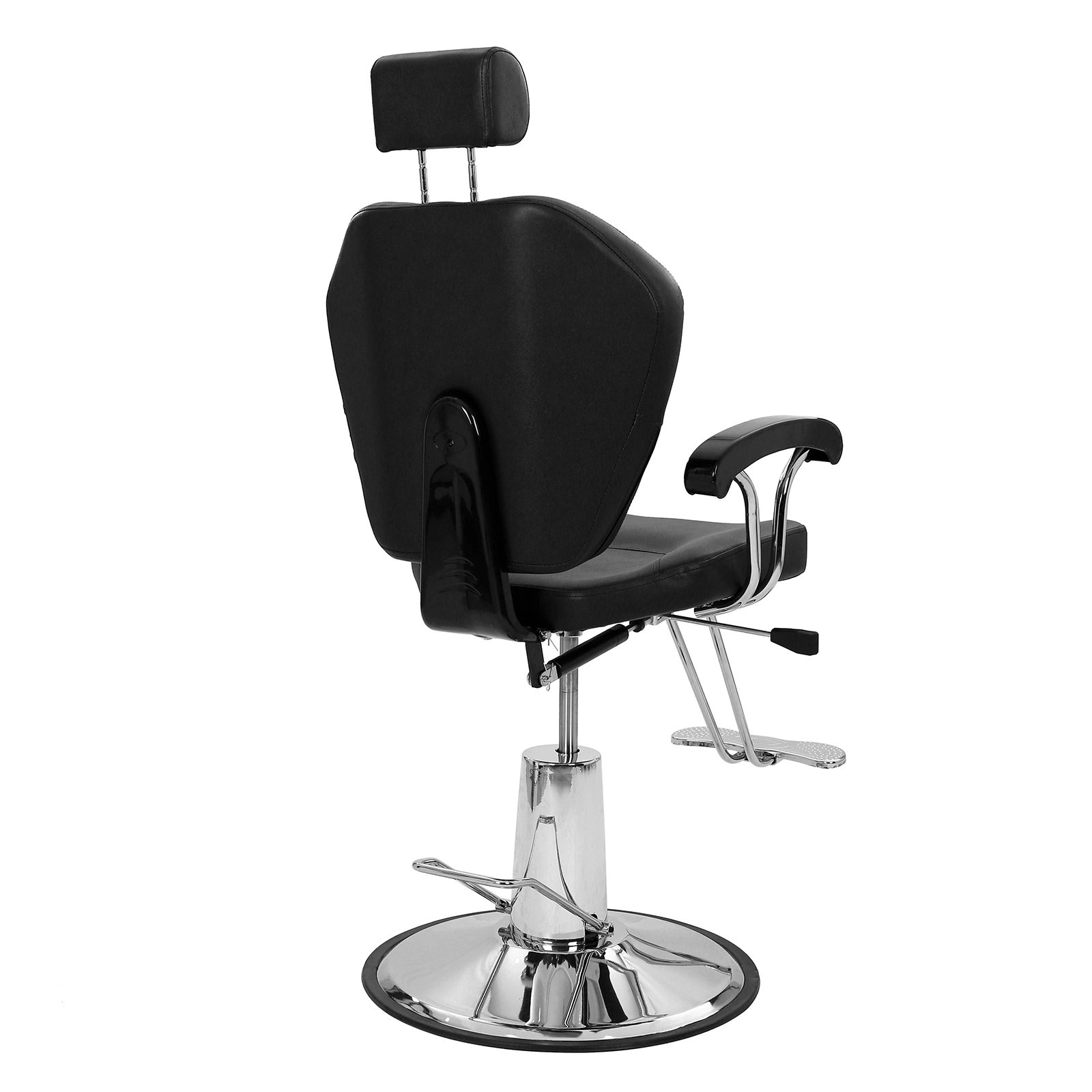 Reclining Barber Chair Black 150kg Capacity PVC Leather Headrest Iron Plated Pedal ABS Armrest 680 Plated Iron Plate Salon view 8