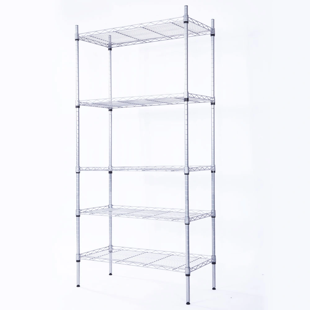 XM-304B Rectangle Carbon Steel Metal Assembly 5-Shelf Storage Rack Silver Gray view 11