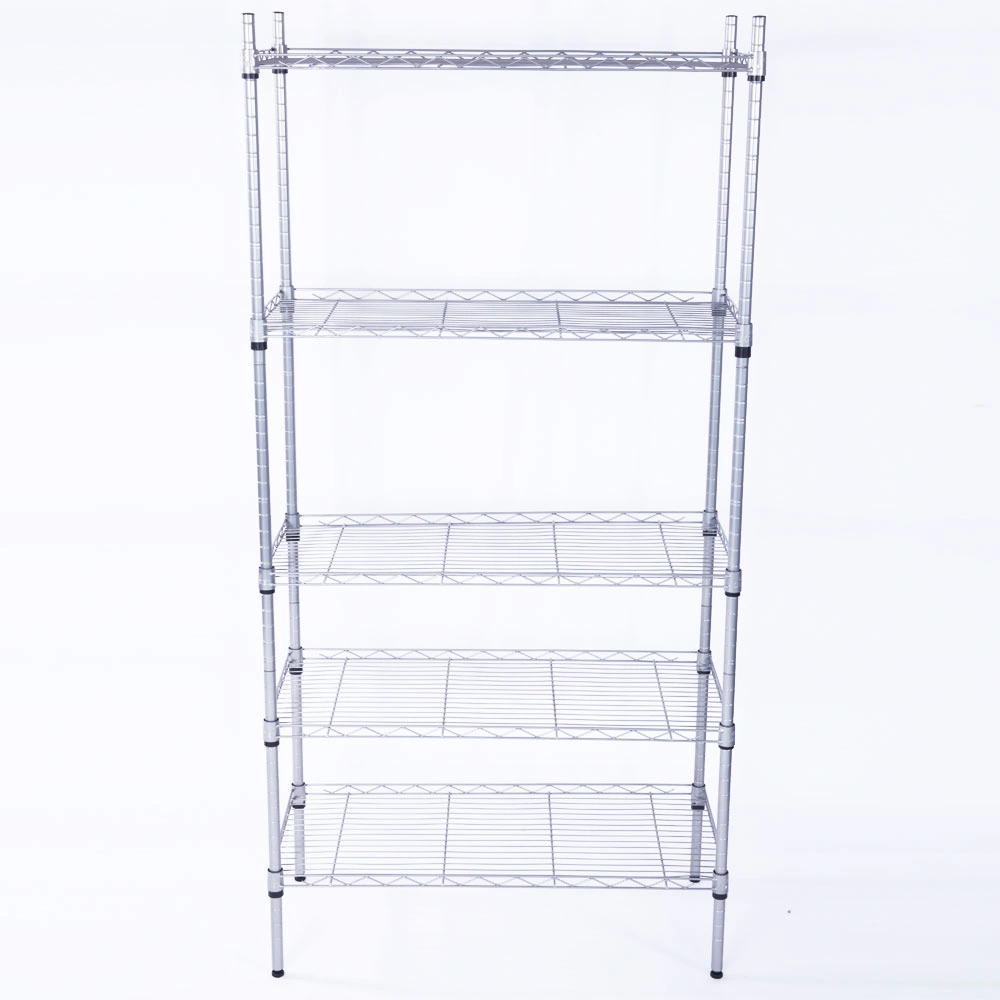 XM-304B Rectangle Carbon Steel Metal Assembly 5-Shelf Storage Rack Silver Gray view 12