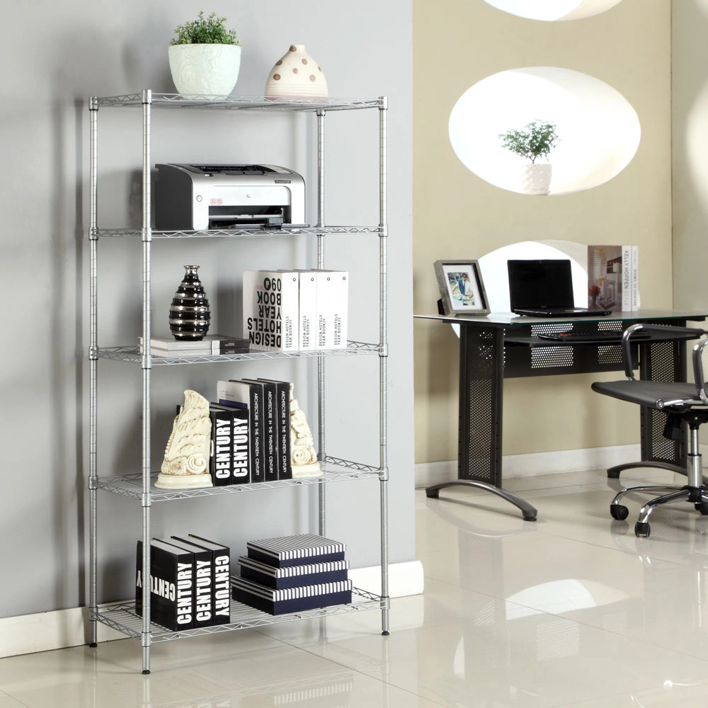XM-304B Rectangle Carbon Steel Metal Assembly 5-Shelf Storage Rack Silver Gray view 13