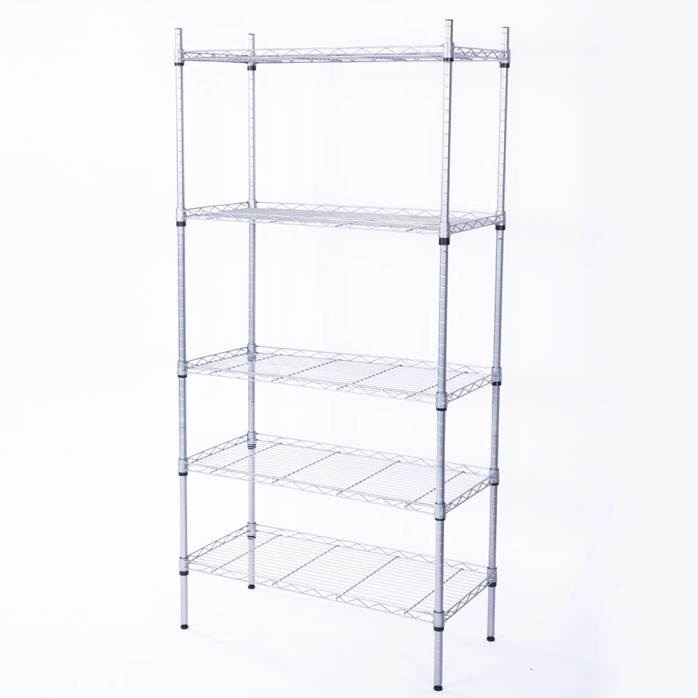 XM-304B Rectangle Carbon Steel Metal Assembly 5-Shelf Storage Rack Silver Gray view 14