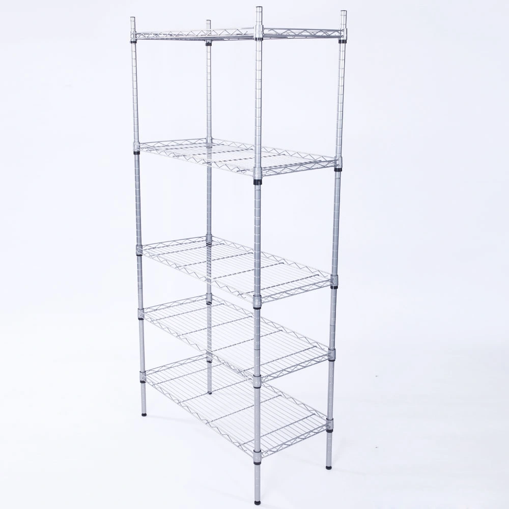 XM-304B Rectangle Carbon Steel Metal Assembly 5-Shelf Storage Rack Silver Gray view 16