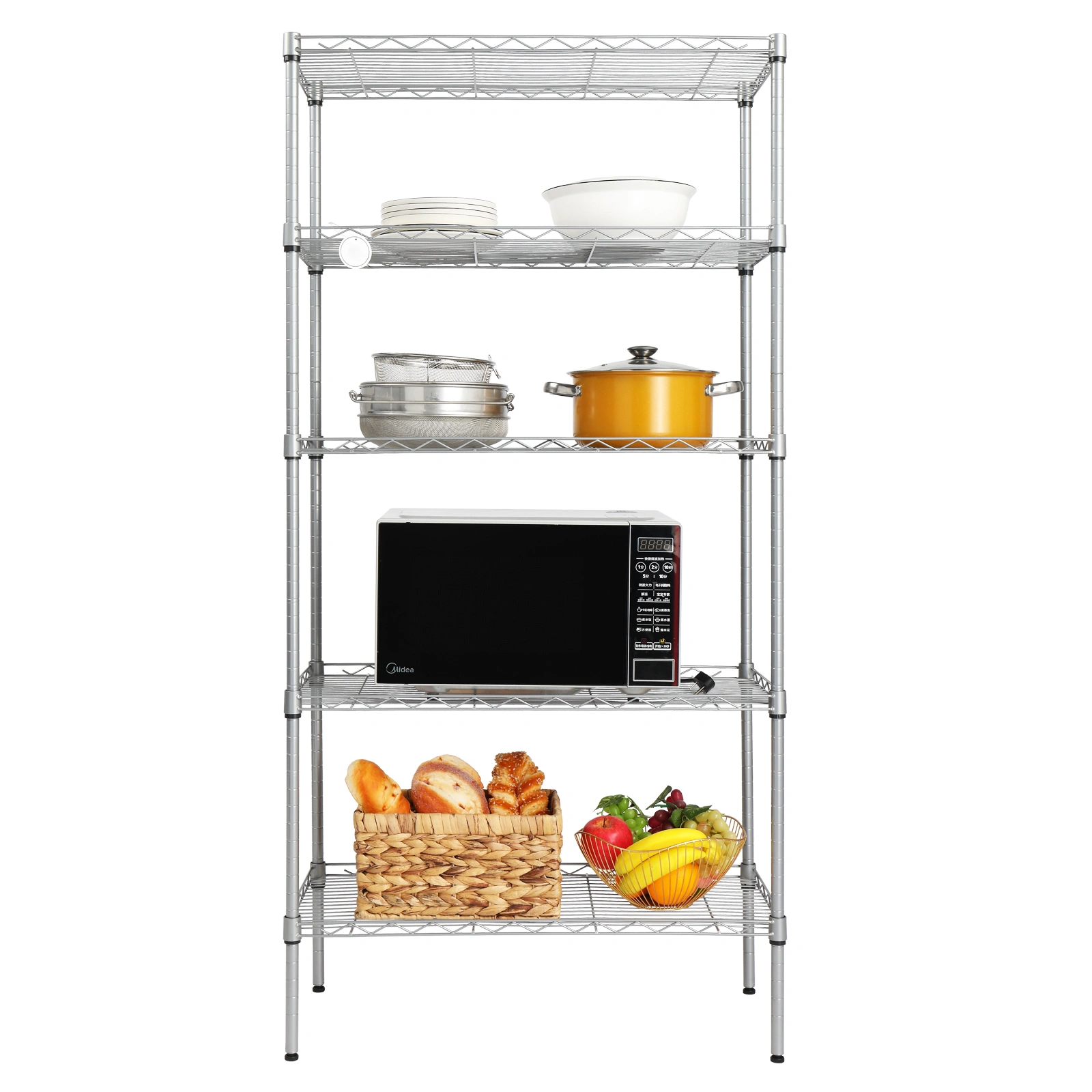 XM-304B Rectangle Carbon Steel Metal Assembly 5-Shelf Storage Rack Silver Gray view 19
