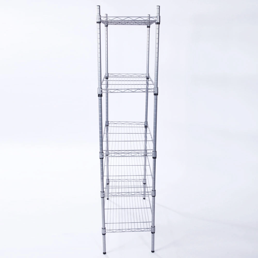 XM-304B Rectangle Carbon Steel Metal Assembly 5-Shelf Storage Rack Silver Gray view 2