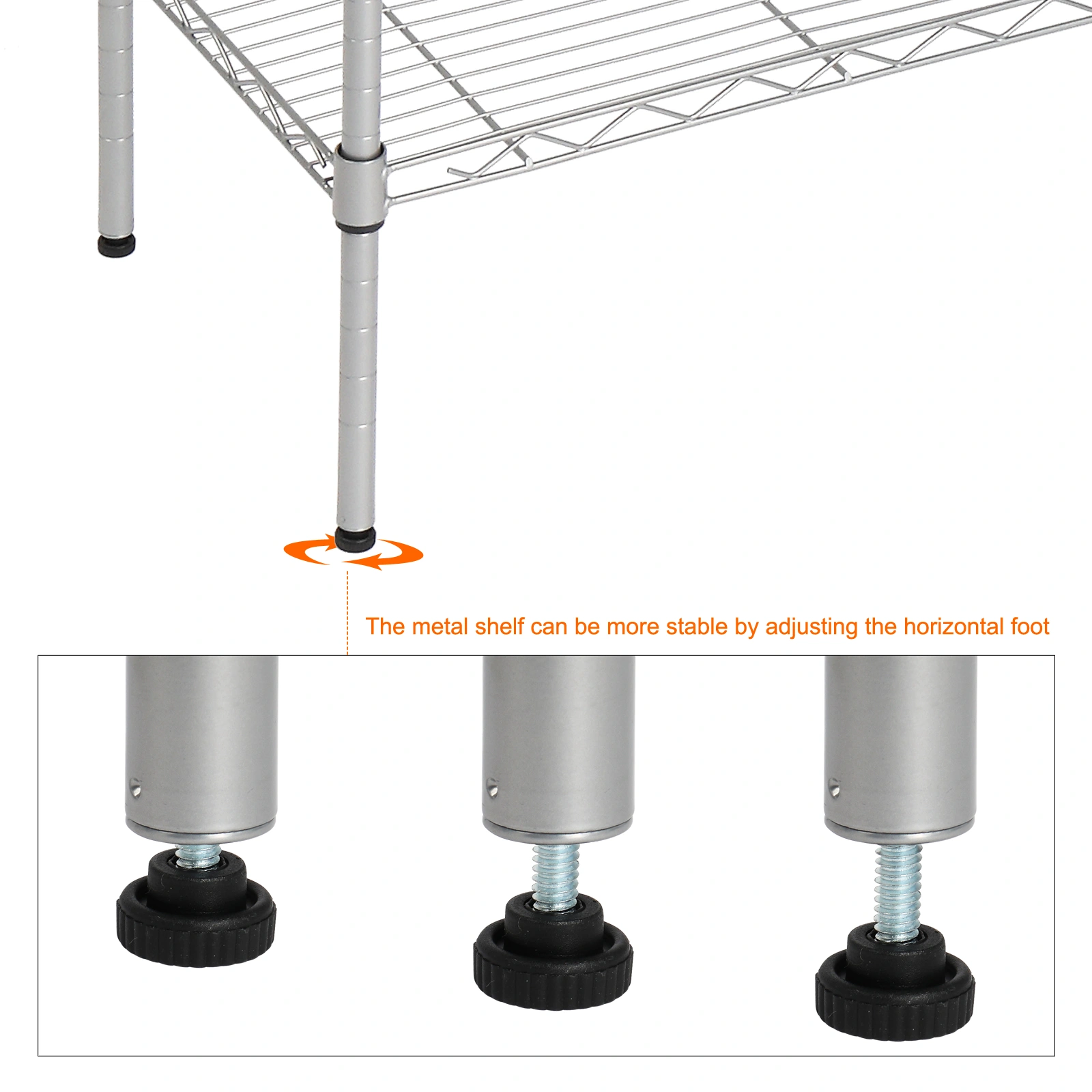 XM-304B Rectangle Carbon Steel Metal Assembly 5-Shelf Storage Rack Silver Gray view 26