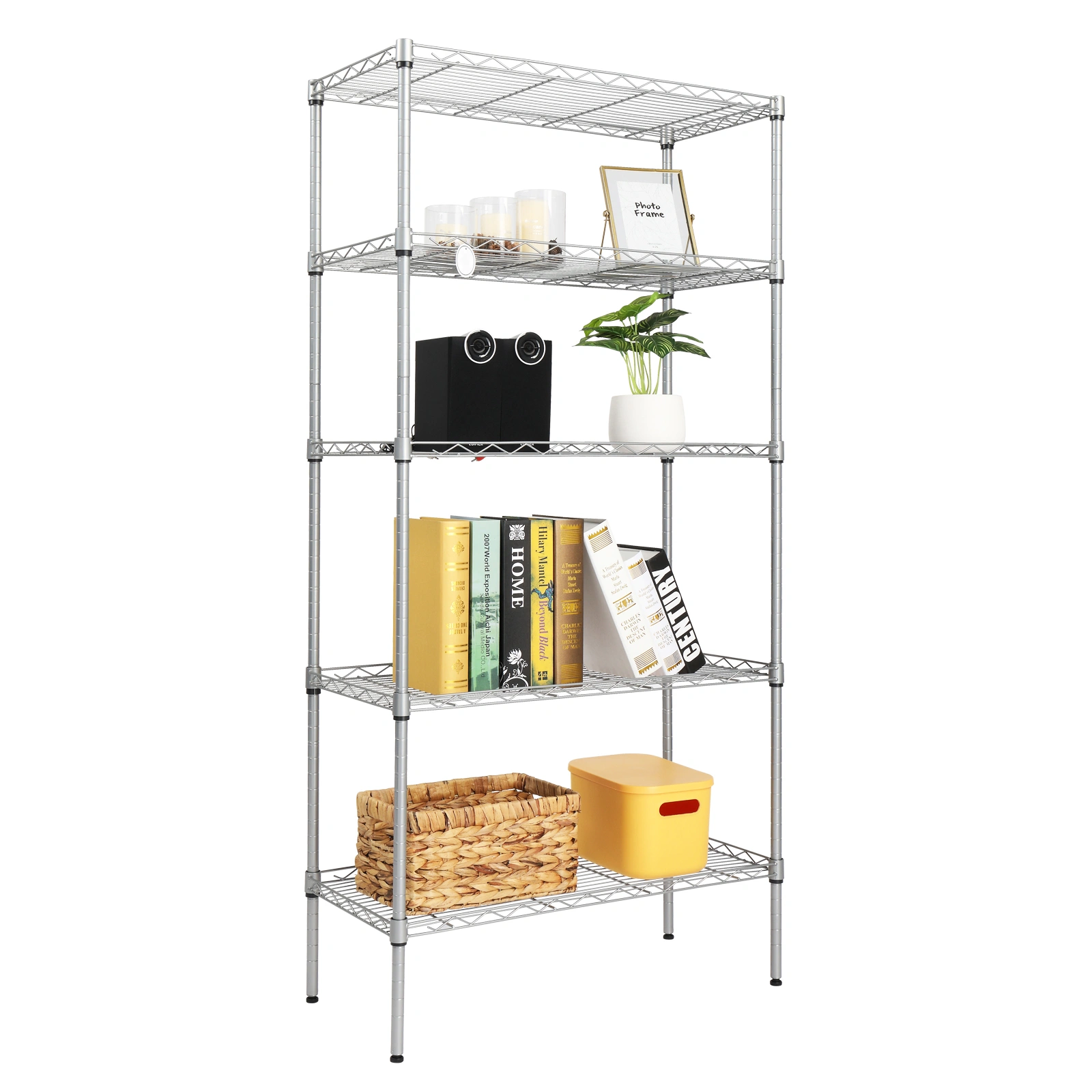 XM-304B Rectangle Carbon Steel Metal Assembly 5-Shelf Storage Rack Silver Gray view 28