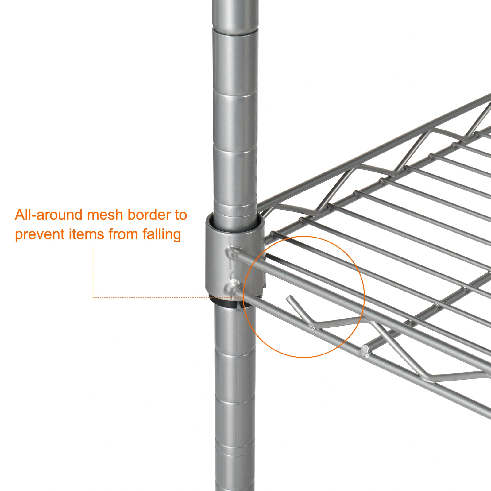 XM-304B Rectangle Carbon Steel Metal Assembly 5-Shelf Storage Rack Silver Gray view 29