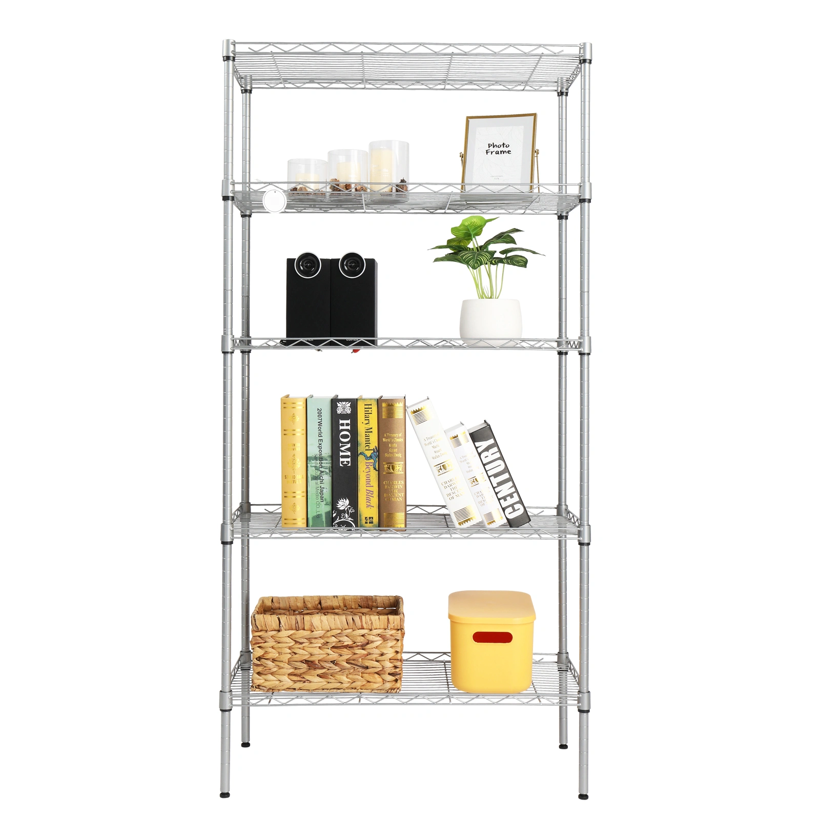 XM-304B Rectangle Carbon Steel Metal Assembly 5-Shelf Storage Rack Silver Gray view 30