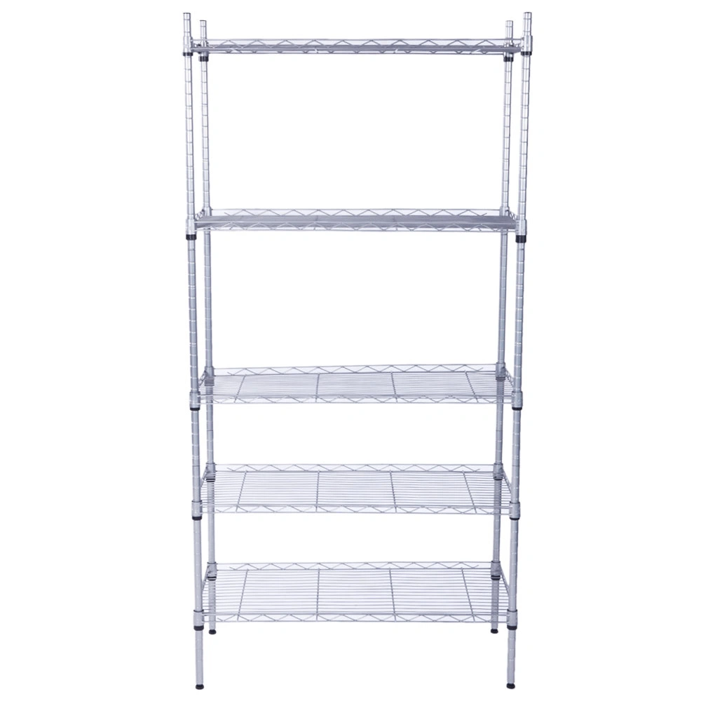 XM-304B Rectangle Carbon Steel Metal Assembly 5-Shelf Storage Rack Silver Gray view 7