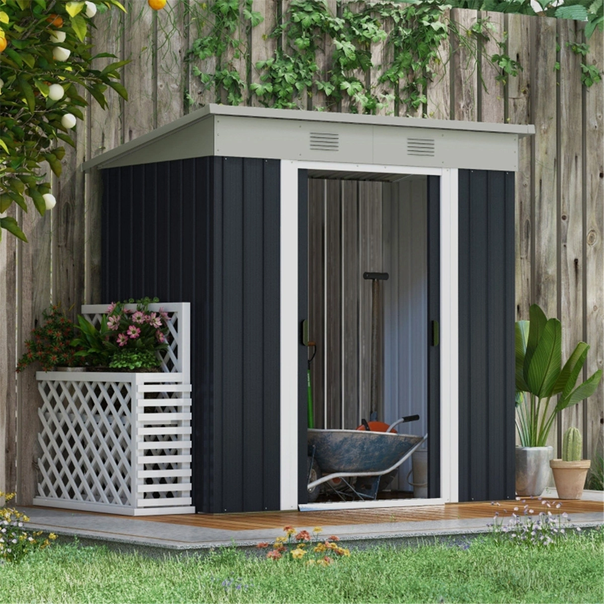 Garden Shed for Outdoor Storage, Compact Metal Garden Shed with Door, Weatherproof Garden Shed for Backyard, Patio, and Garage Organization