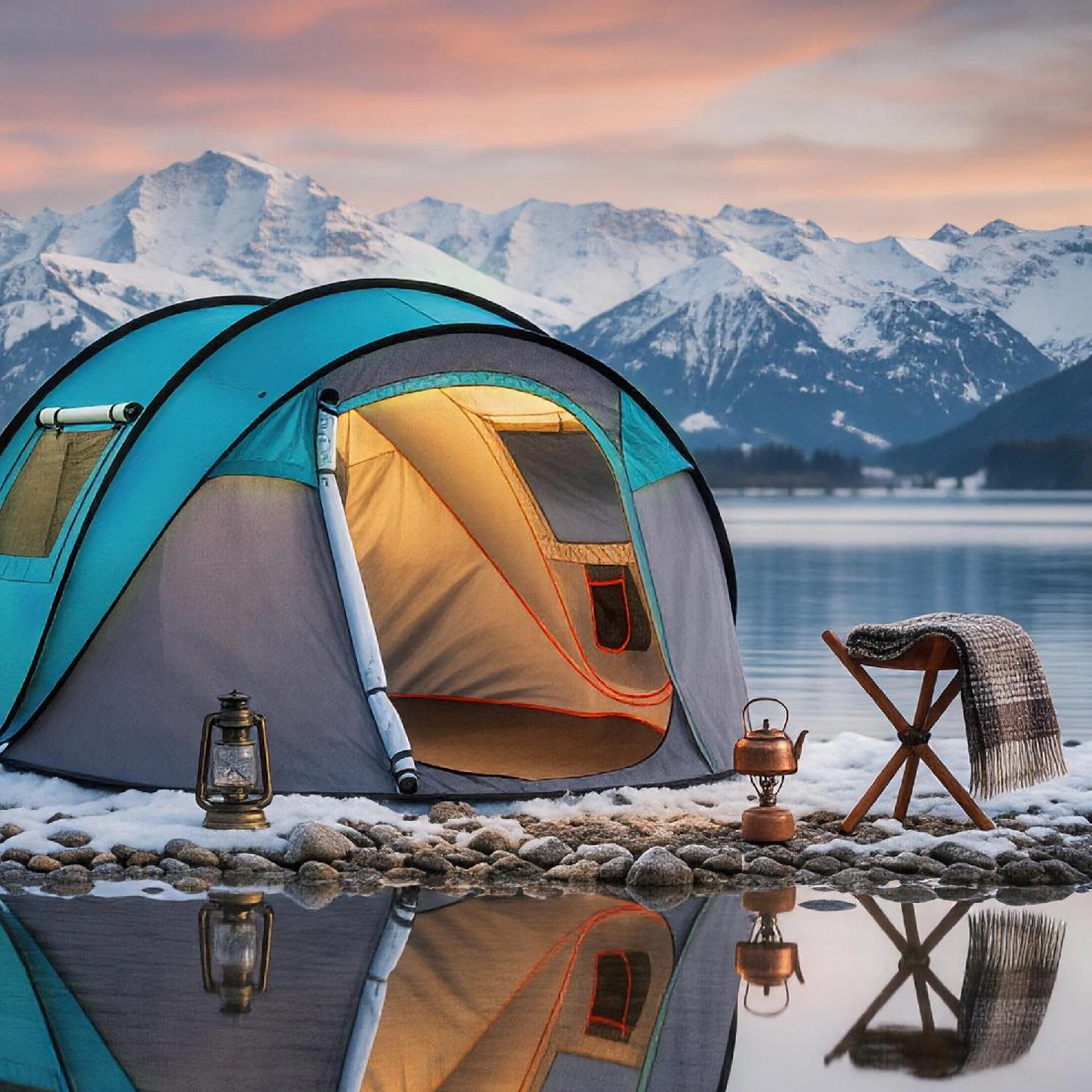 4 Person Pop Up Tent for Camping, Waterproof Instant Family Tent with Front Awning, Automatic Tent Throw Pop Up Instant Flip Pop Tent for Camping, Blue view 11