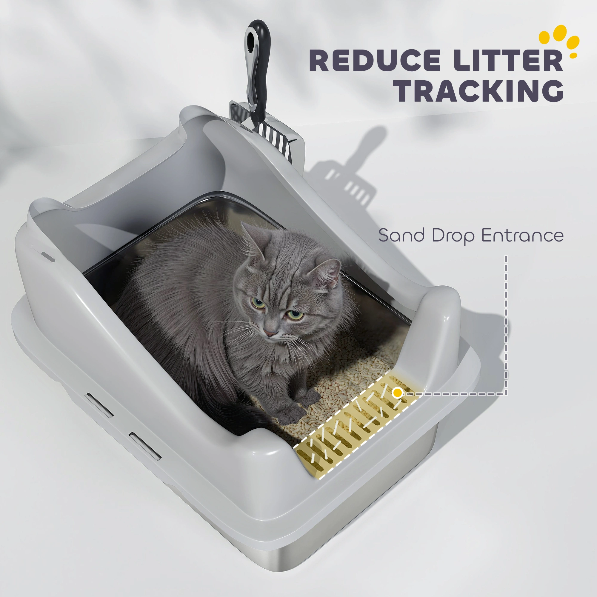 Cat Litter Box 2-Pack Small Compact 17" x 14" Plastic Cat Litter Box, Black, No Cover Open Design for Kittens view 3