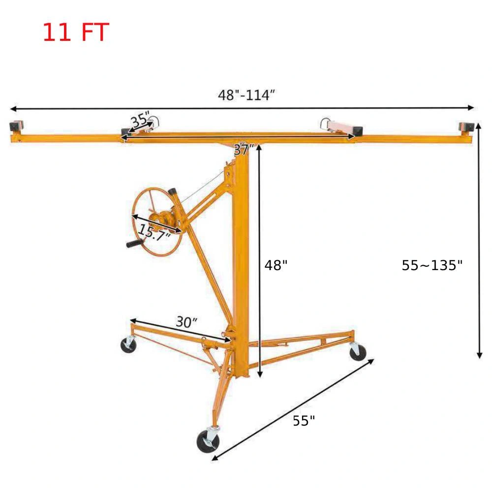 11FT Drywall Lifter Panel Hoist Jack Rolling Caster Construction Lockable 150lbs view 10