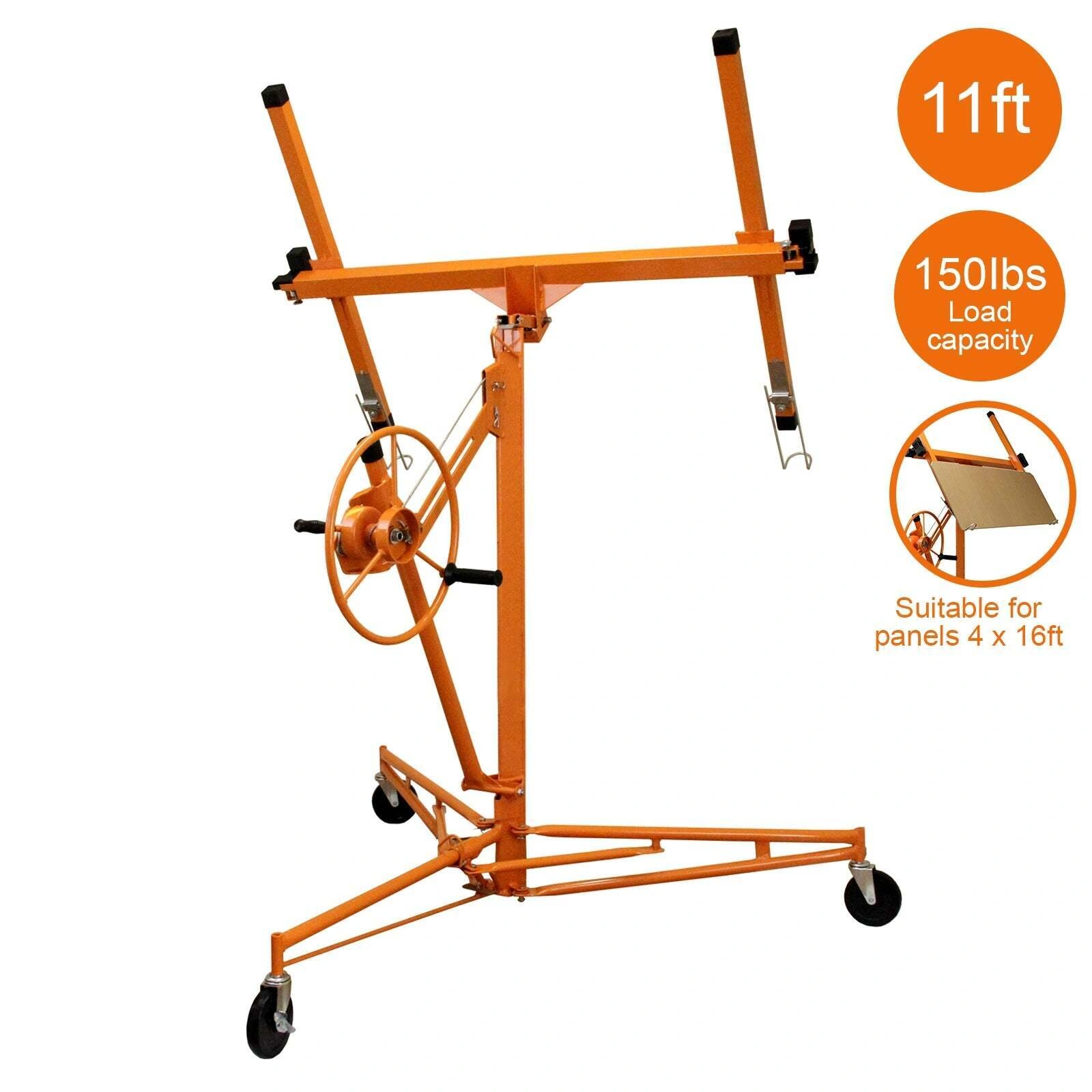 11FT Drywall Lifter Panel Hoist Jack Rolling Caster Construction Lockable 150lbs view 8