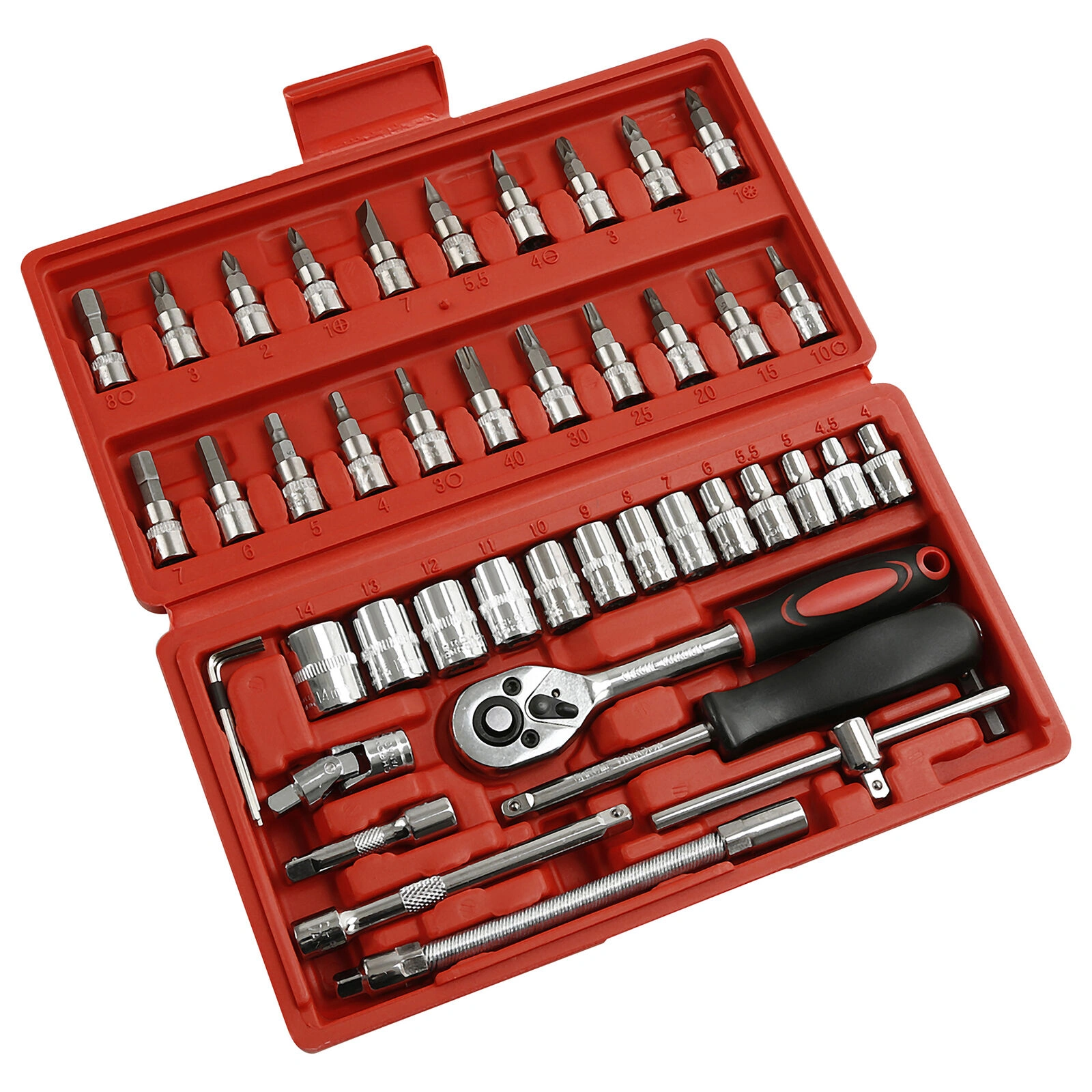 46 Piece 1/4 Inch Socket Wrench Screwdriver Bits Ratchet Driver Kit Repair Tool Set view 2