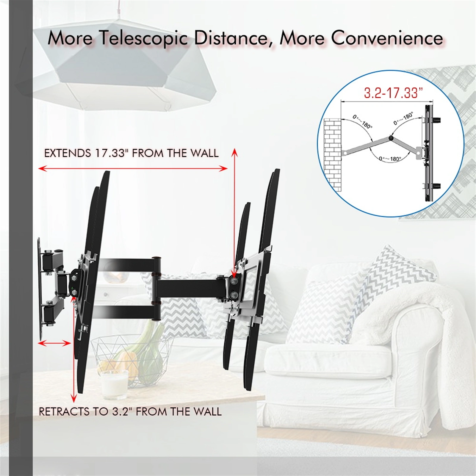 32-65" Single Pendulum Small Base TV Stand Tmxd-103 Bearing 35KG / VESE400*400 / Up And Down -10~ 10° view 11