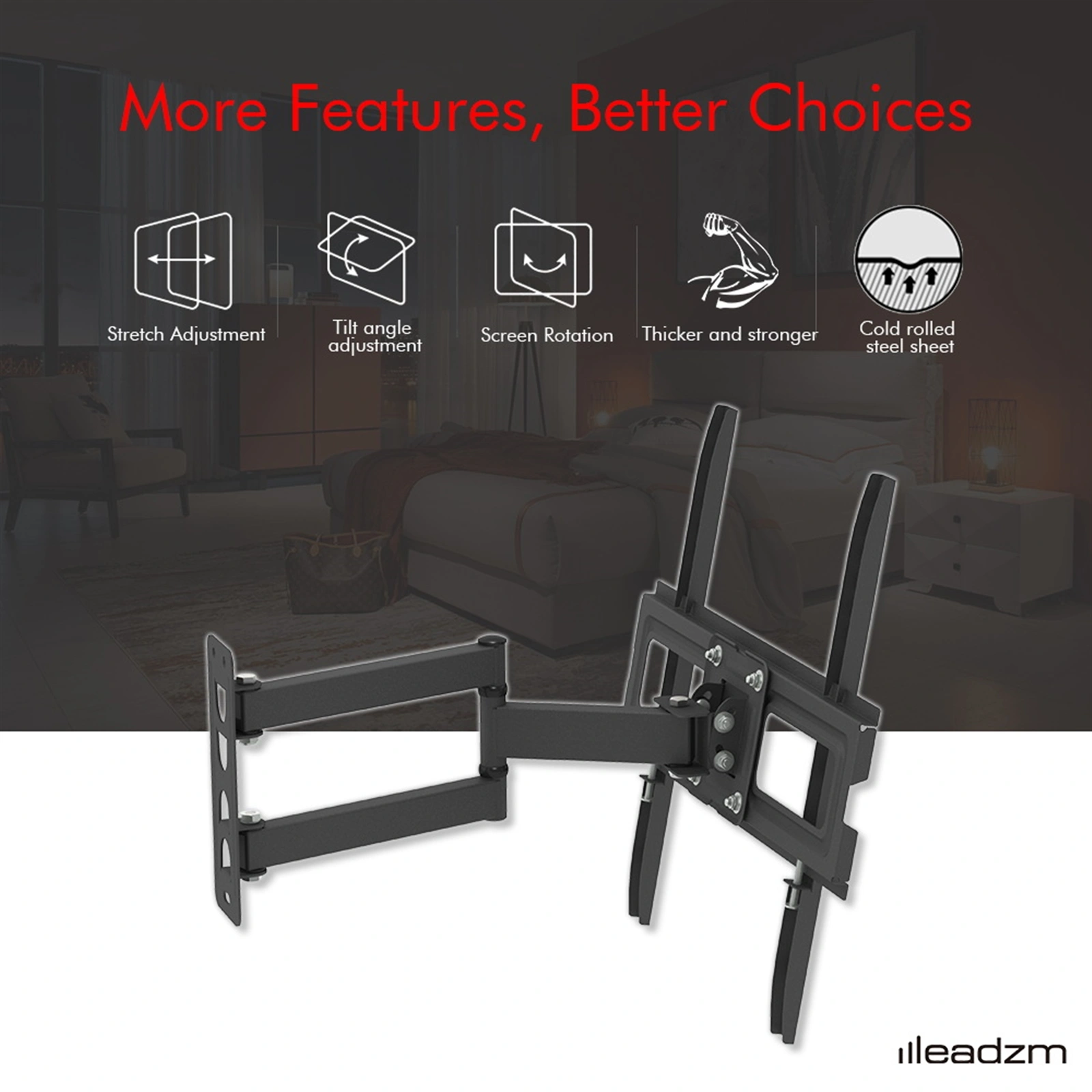 32-65" Single Pendulum Small Base TV Stand Tmxd-103 Bearing 35KG / VESE400*400 / Up And Down -10~ 10° view 12