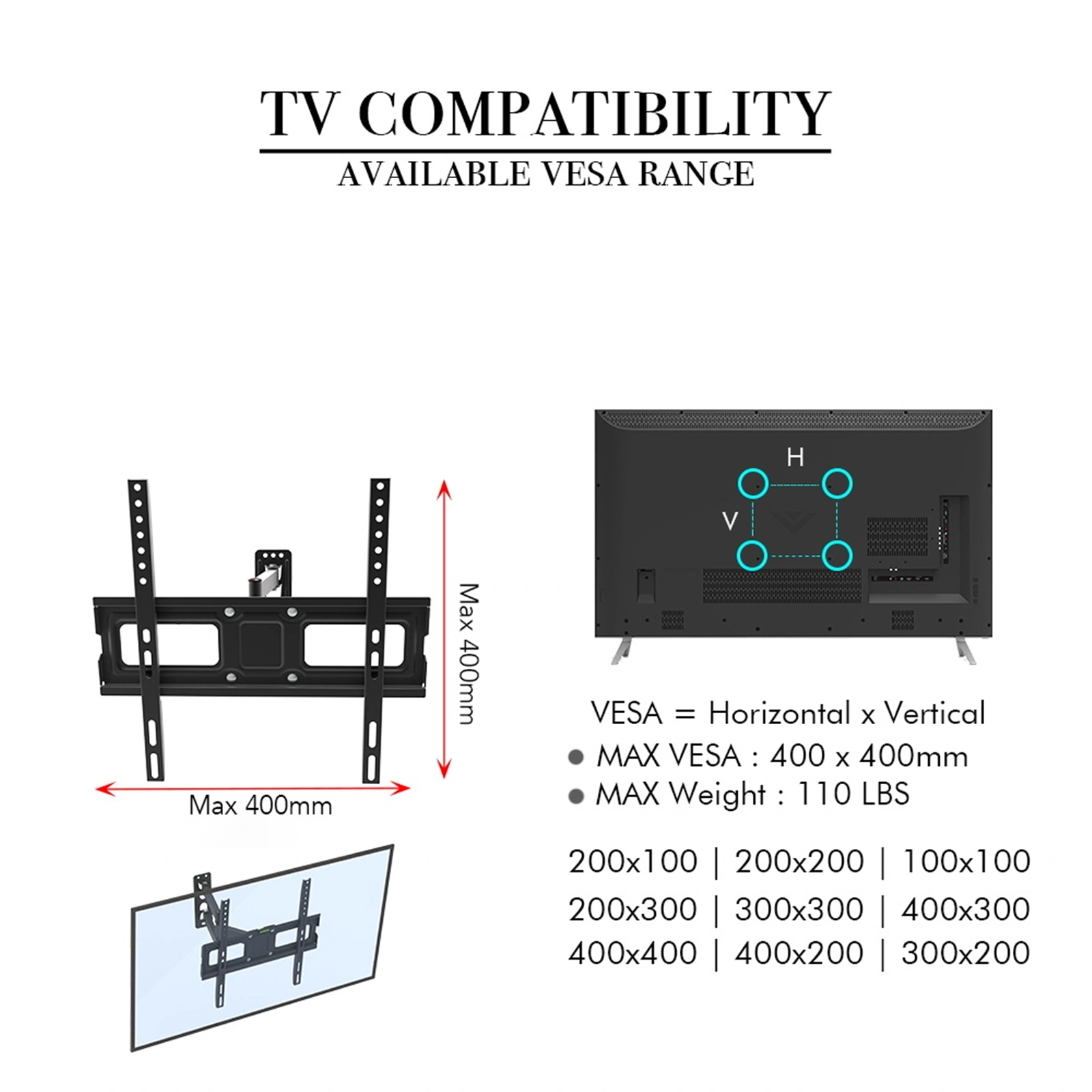 32-65" Single Pendulum Small Base TV Stand Tmxd-103 Bearing 35KG / VESE400*400 / Up And Down -10~ 10° view 15