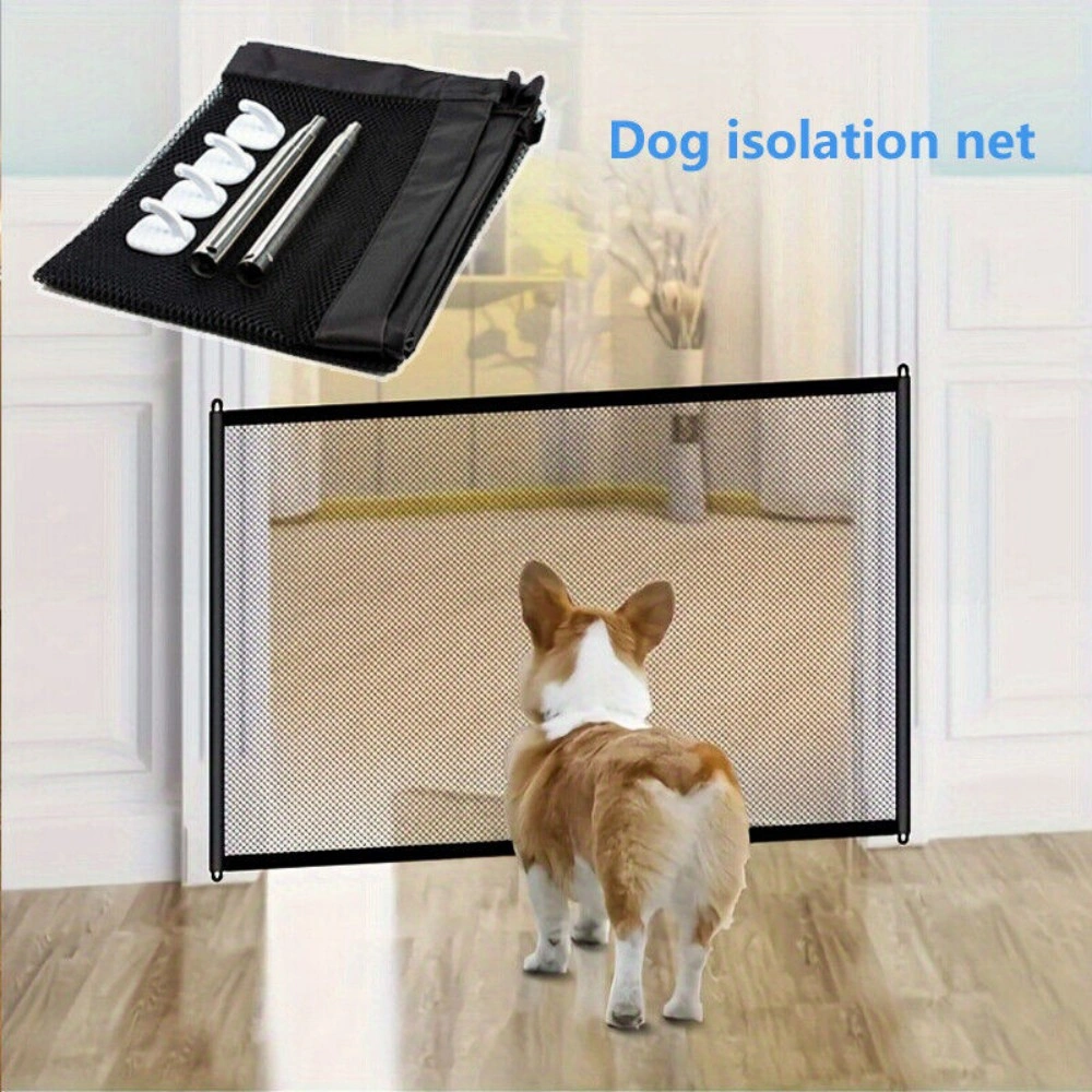 Pet Safety Mesh Gate No Drilling Portable Dog Cat Fence Stair Door Indoor Barrier