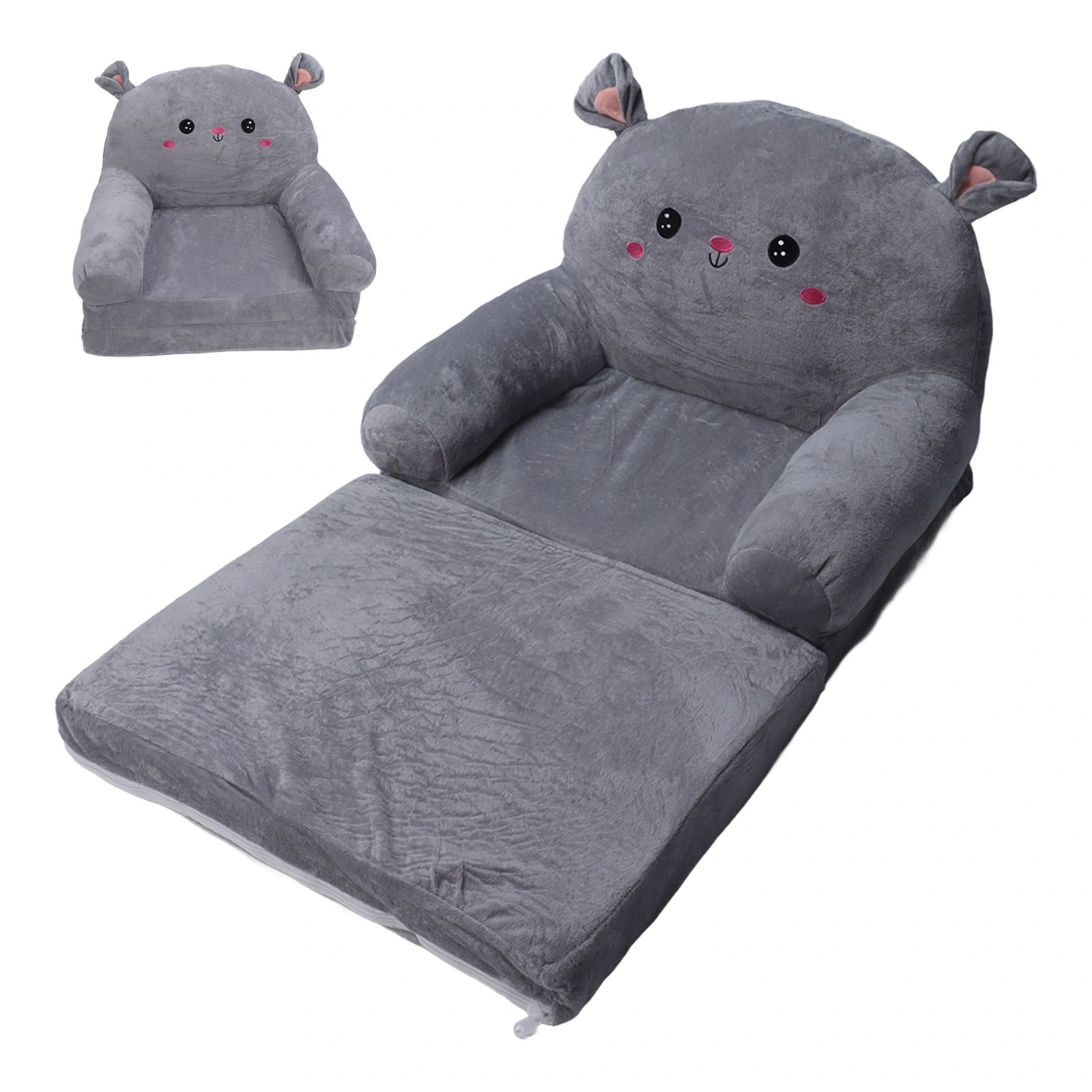 2 in 1 Cartoon Children Folding Sofa, Cloth & Sponge Fill, Ventilated Flip Open Seat for Baby Kids, 2 Layers view 3