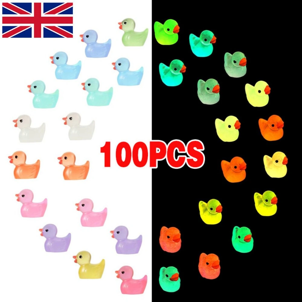 100X Glow In The Dark Mini Duck Toys Resin Luminous Tiny Duck Figures Party Favors Fillers