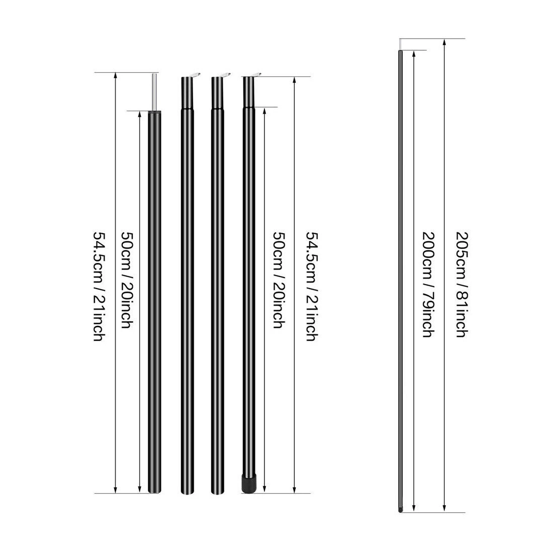 2 x 200 cm Teleskop-Stangen aus Stahl, verstellbar, für Markisen, Überdachungen & Planen view 2