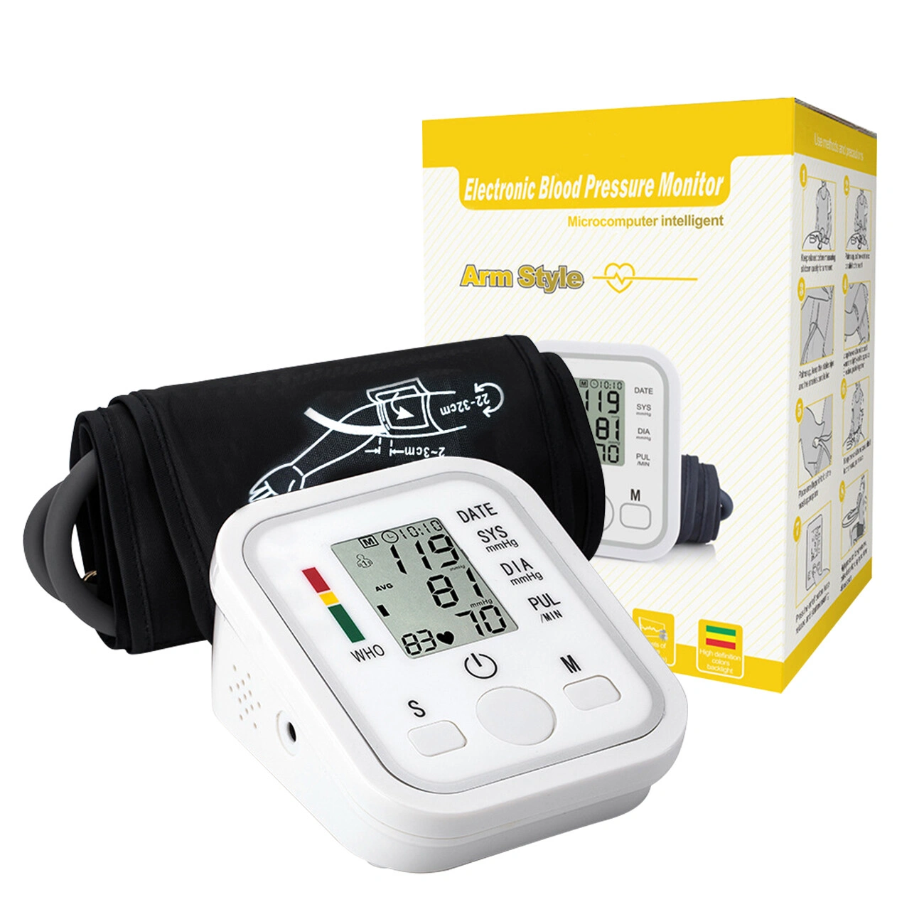 LCD Digital Automatic Upper Arm Blood Pressure Monitor w/ Heart Rate & Voice Talk