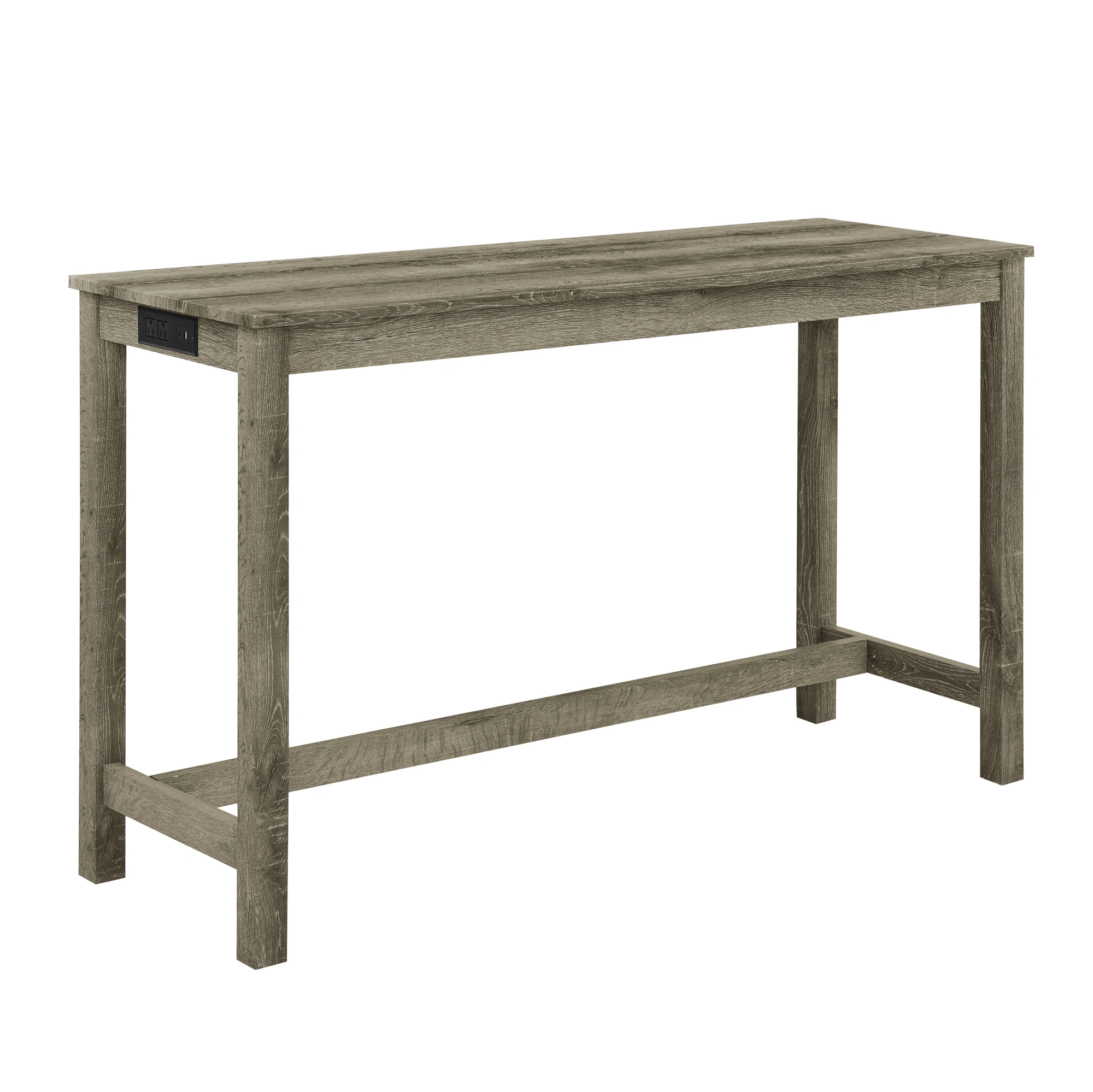 59" Bar Table with Power Outlet & 3 Upholstered Stools, 4 Piece Bar Height Dining Table Set for Living Room, Kitchen, Dining Room view 4