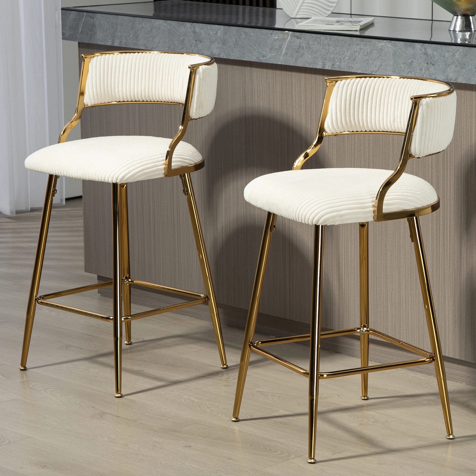 Set of 2, 26 Inch Counter Height Bar Stools with Back, view 6