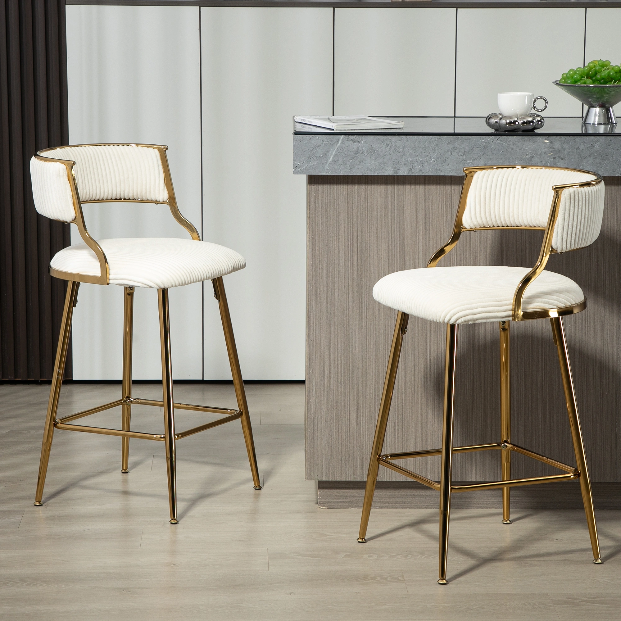 Set of 2, 26 Inch Counter Height Bar Stools with Back, view 9