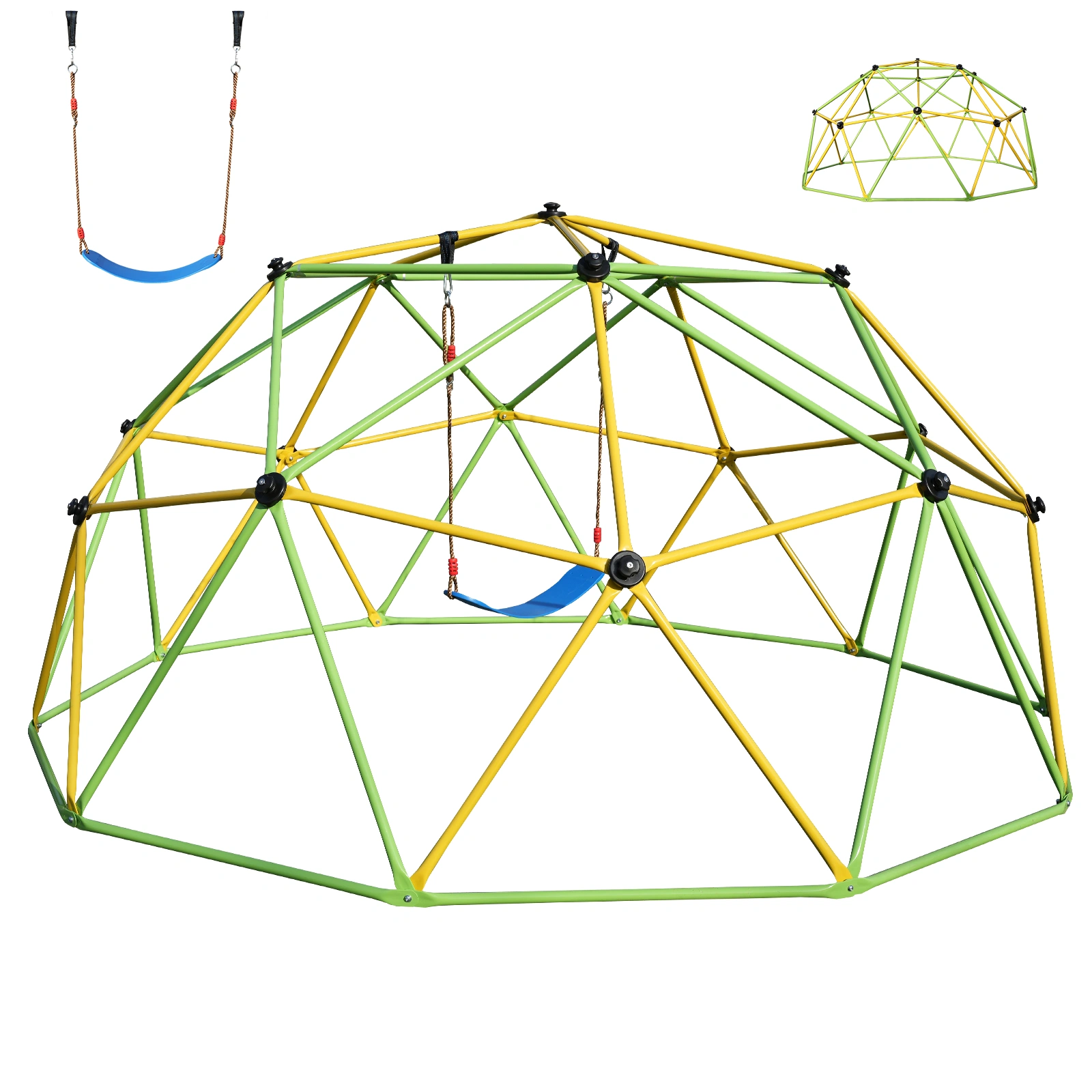 10FT Climbing Dome for Kids Jungle Gym Apply To Park Dome Climber With Swing Playground Equipment,Green view 4