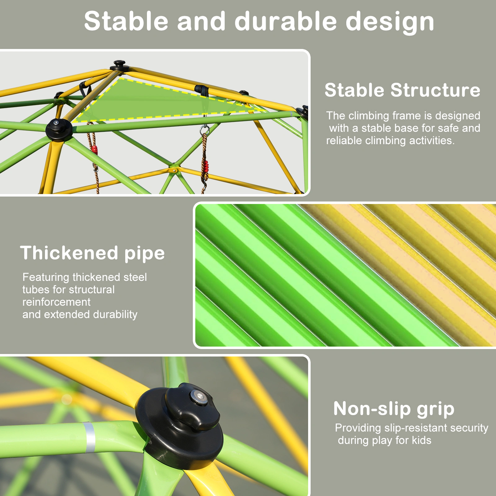 10FT Climbing Dome for Kids Jungle Gym Apply To Park Dome Climber With Swing Playground Equipment,Green view 7